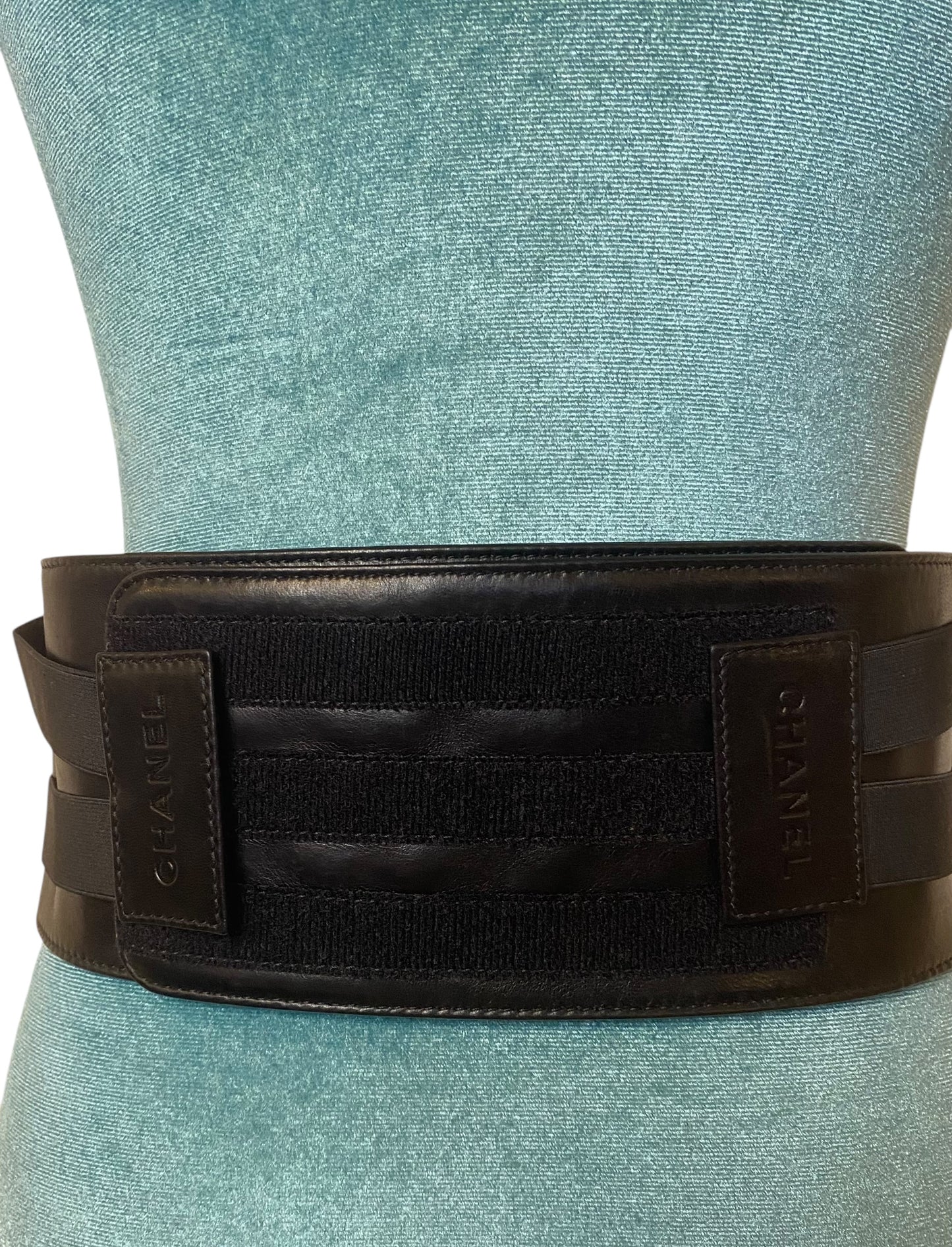 Chanel 11A Black Quilted Lambskin Wide Corset Belt Size M