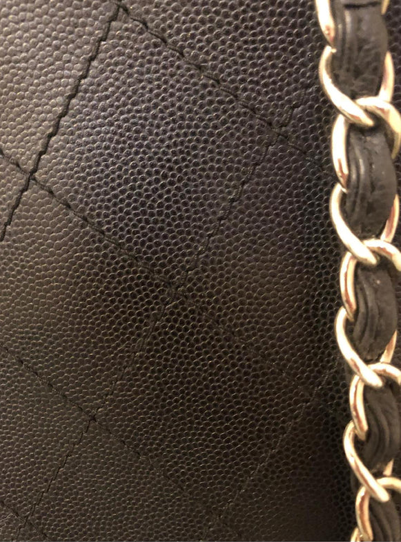 Chanel Vintage 1998 Black Caviar Leather Medium Tote with Silver Hardware