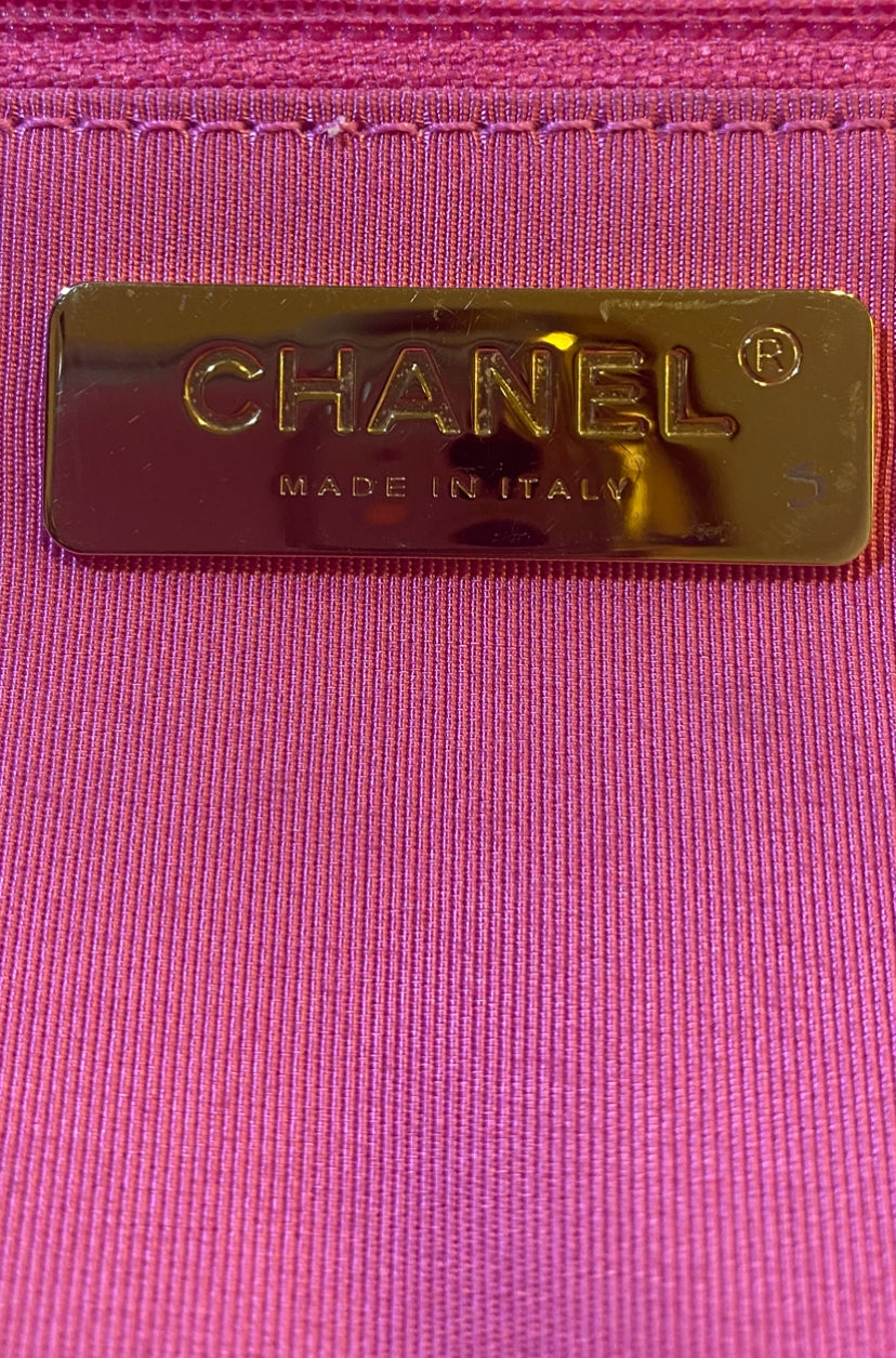 Chanel 19K Giant Large Logo Pink Fuscia Wool Tweed Shopping Bag GHW