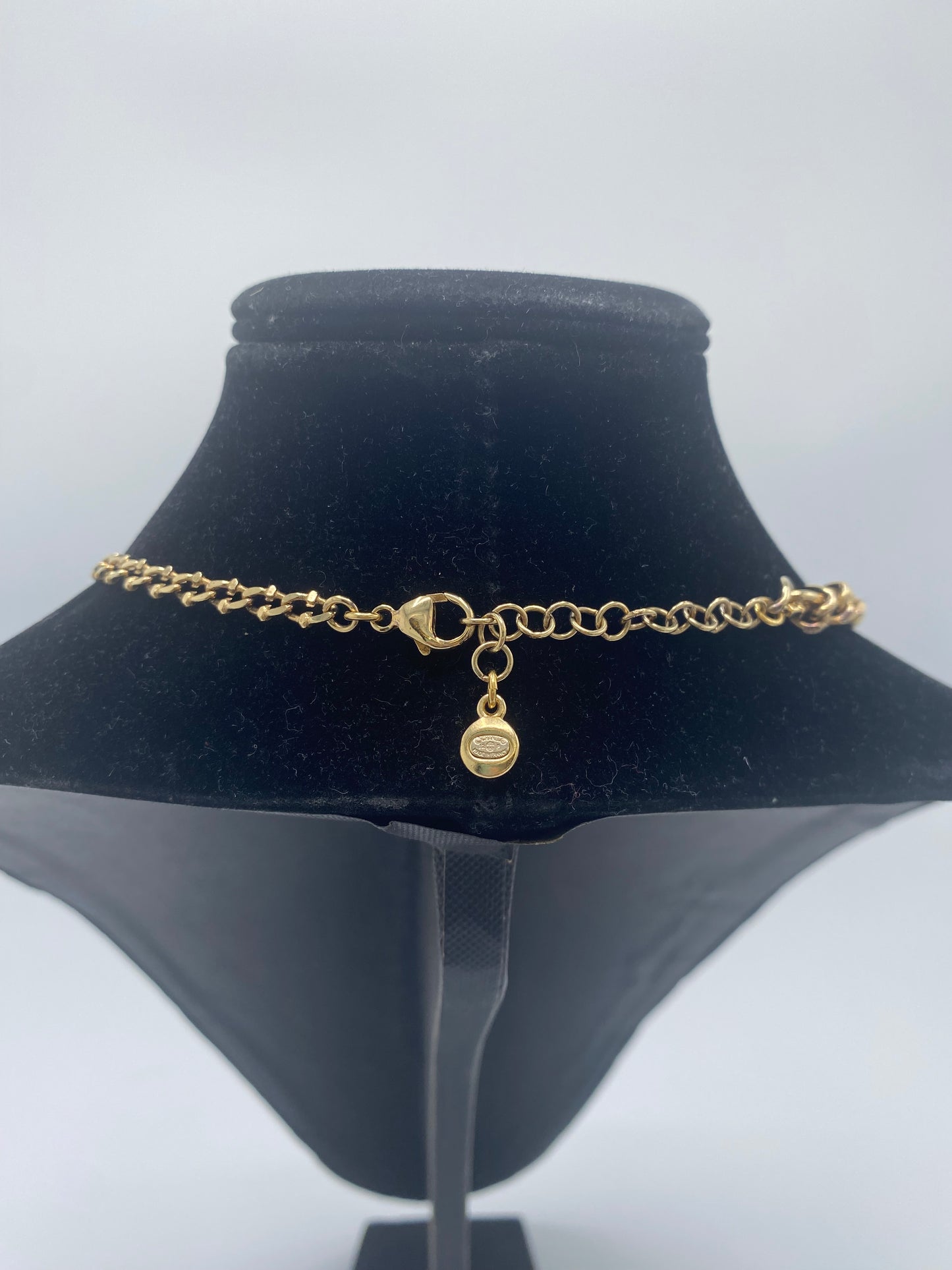 Chanel 12P Multi Strand Pink Swarovski Crystal Gold CC Necklace