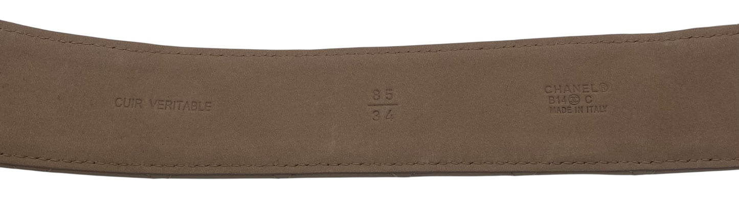 Chanel 14C Beige Lambskin Quilted Belt Gold CC Buckle Size 85/34