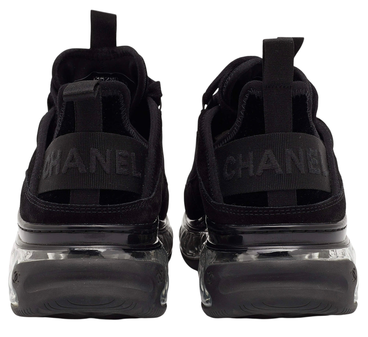 Chanel 20A Black Velvet and Suede Grosgrain CC Sneakers EU 41