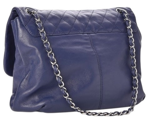 Chanel 13C Blue Lambskin Quilted Large Trianon Messenger Flap Handbag