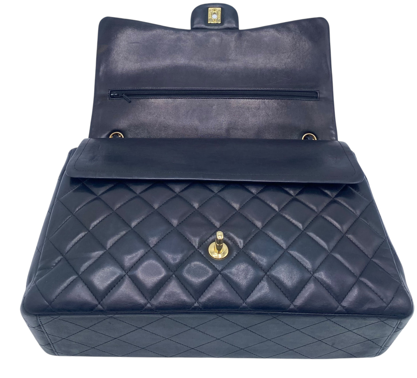 Chanel Maxi Dark Navy Lambskin Timeless Classic Double Flap Bag Gold Hardware GHW
