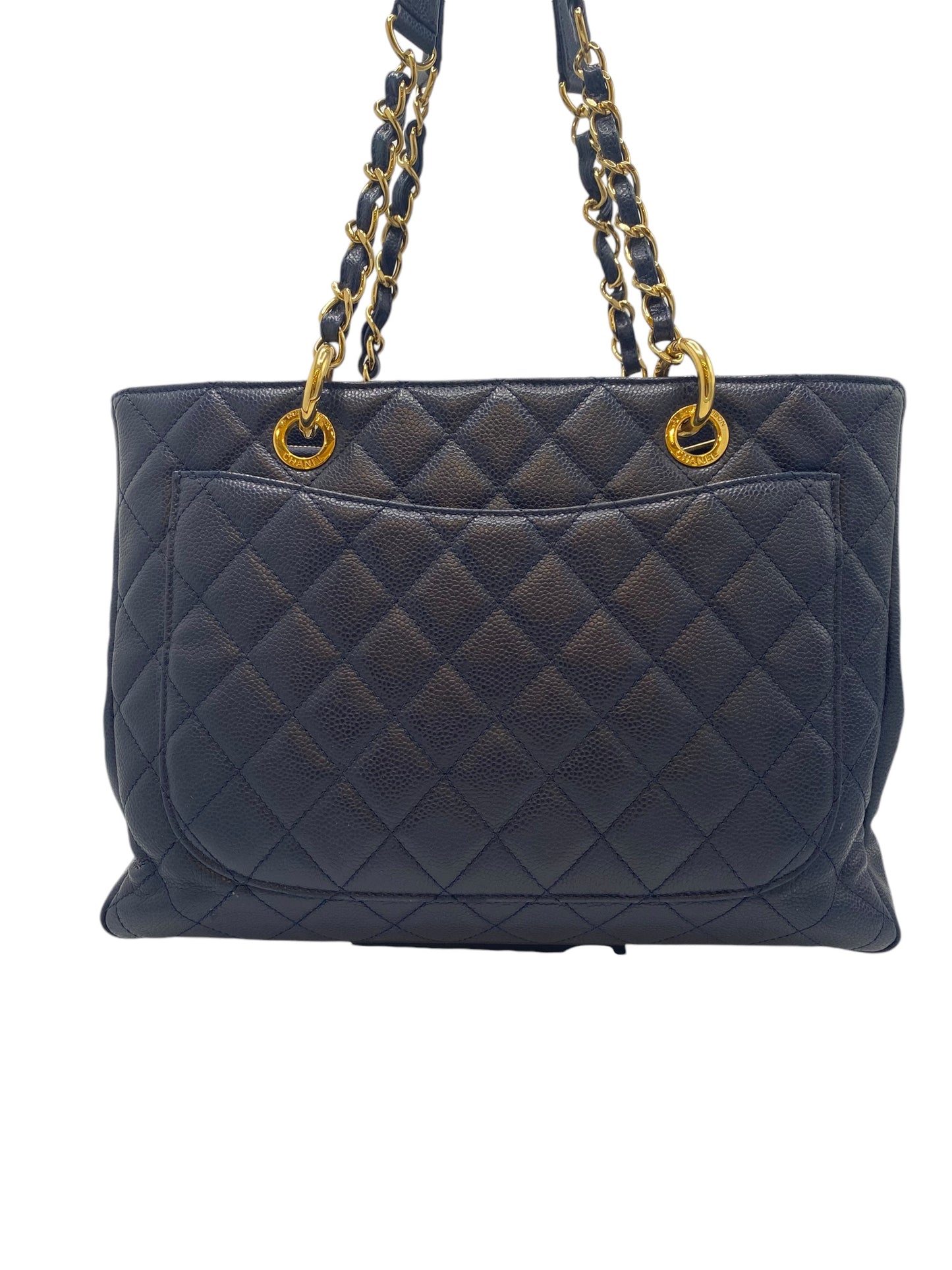 Chanel Dark Navy Blue Caviar GST Grand Shopping Tote Gold Hardware GHW