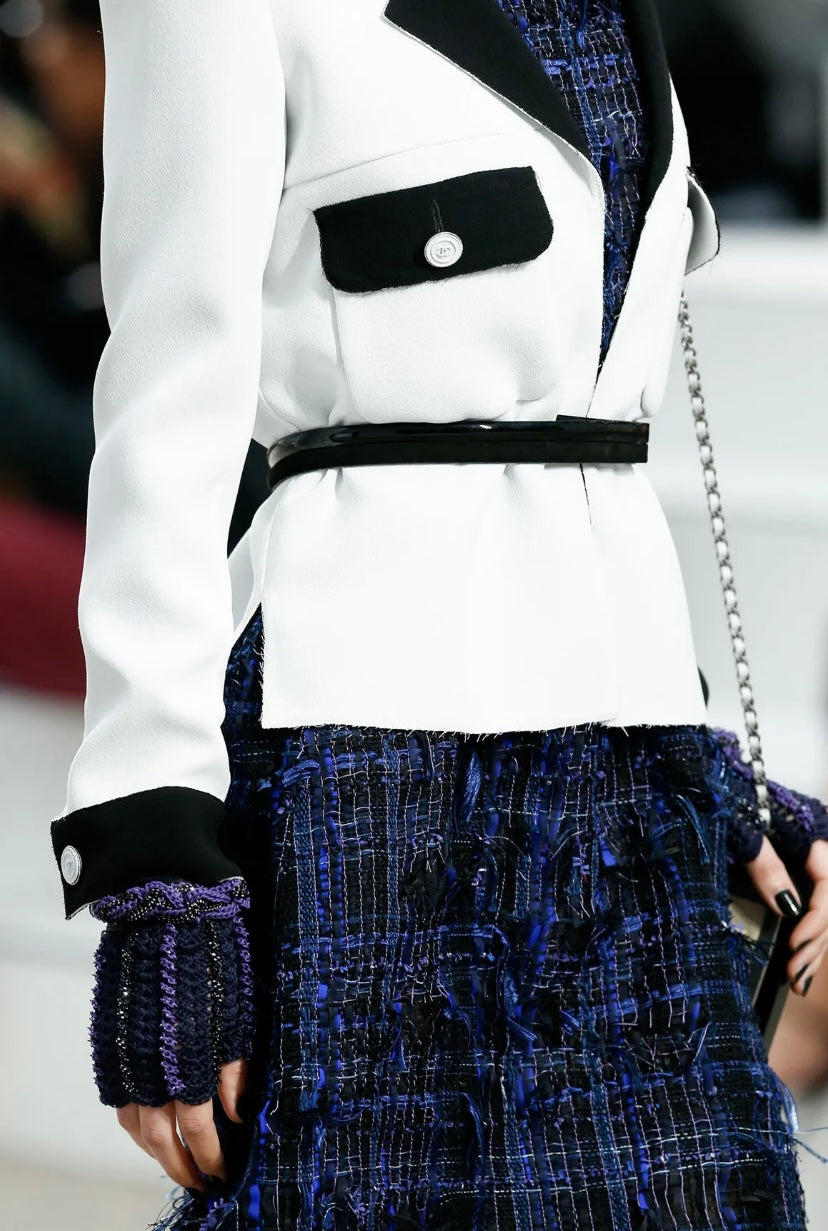 Chanel 14S Runway White & Black Jacket FR 36