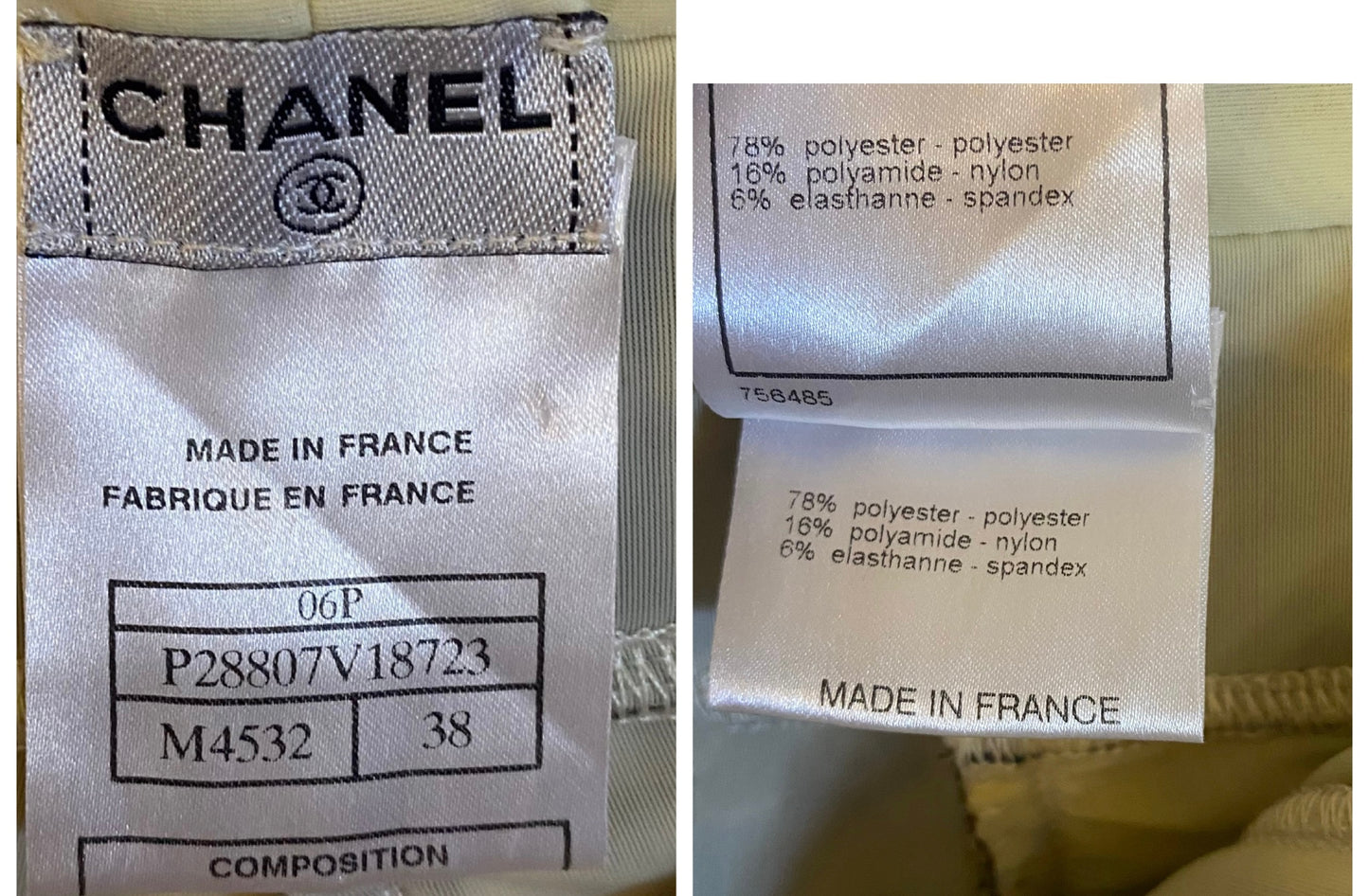 Rare Chanel 06P Ecru Gold Metallic Tank Top Camisole & Matching Shorts SET FR 38