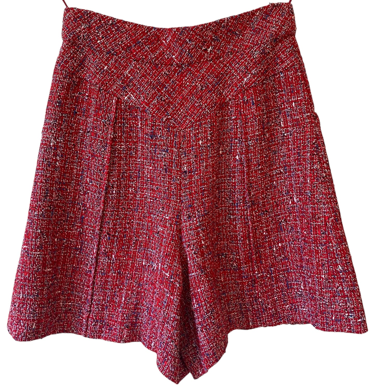 Chanel 19C La Pausa Red Tweed Pearl Shorts FR 36