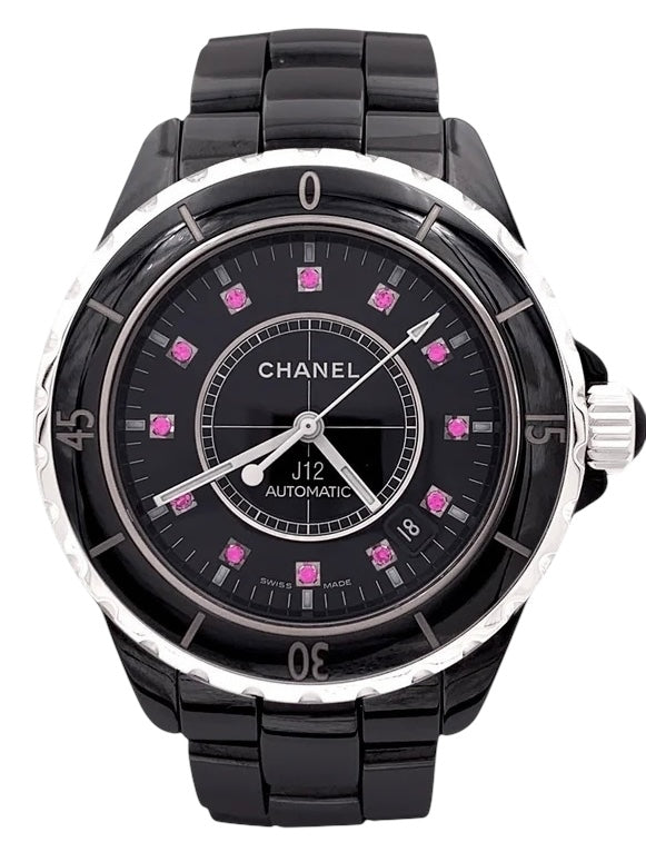Chanel Black Ceramic Ruby 38mm (Large Bezel) J12 Automatic Watch