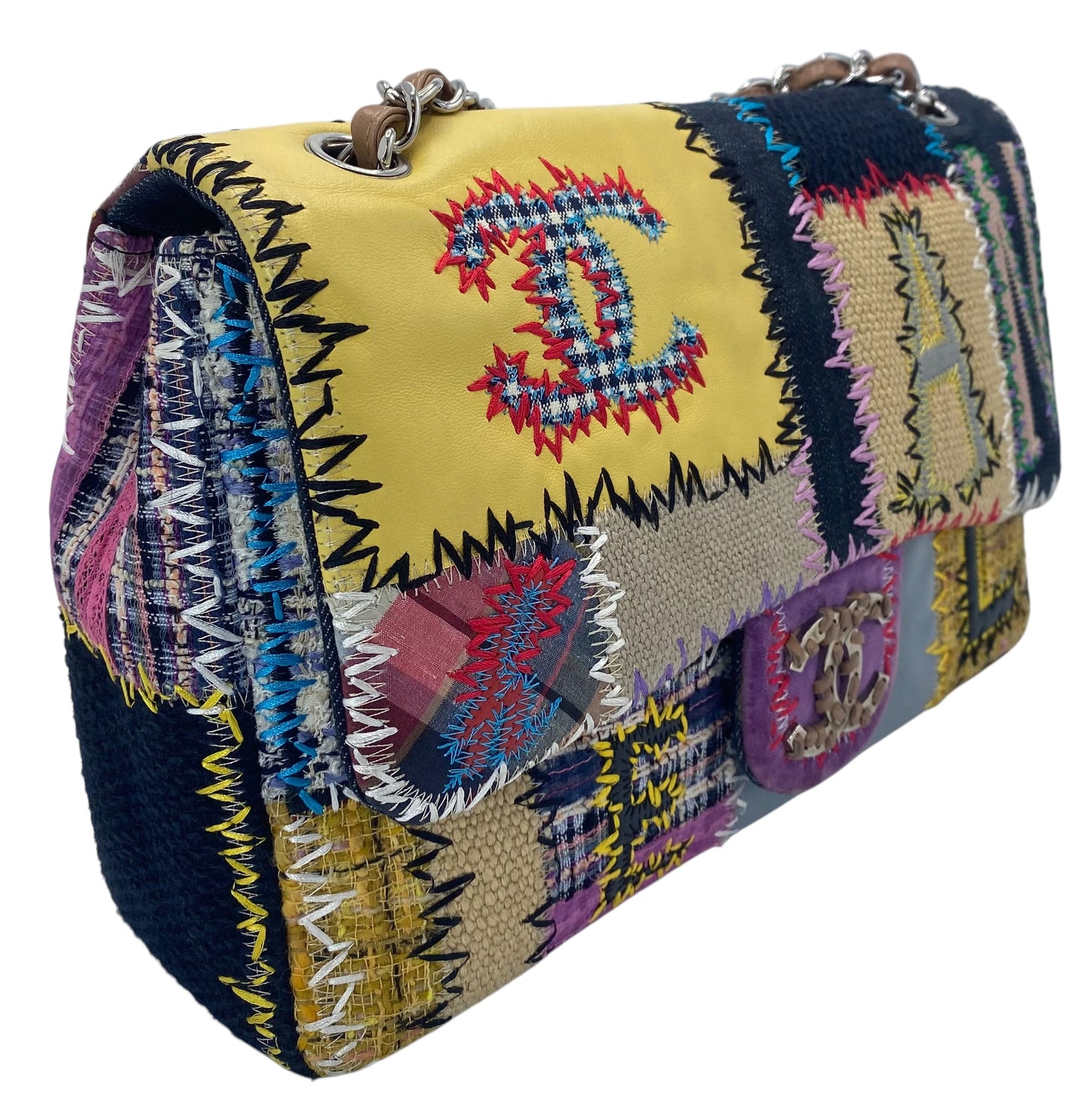 Chanel 2011 Jumbo Patchwork Multicolor Classic Flap Bag