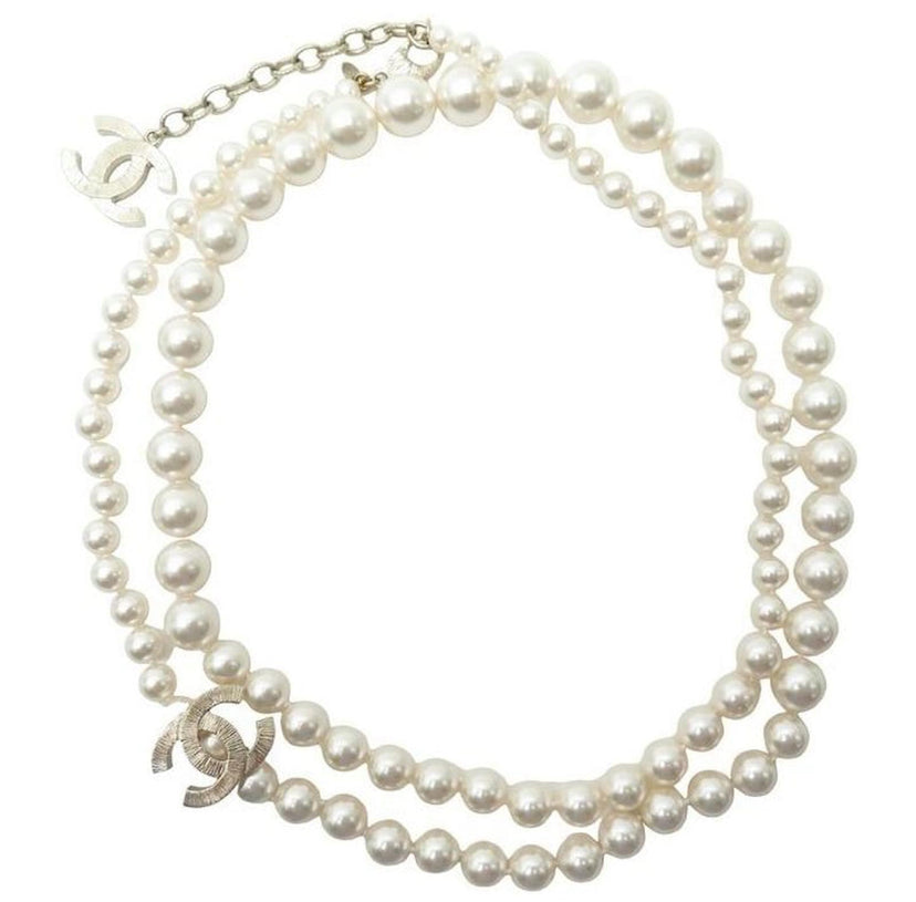 Chanel 14A Supermarket Collection Classic Pearl CC Long Strand Gold Tone Necklace