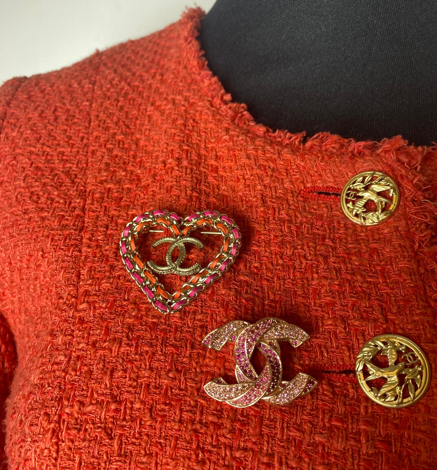 Chanel 2018 CC Heart Lambskin Chain Brooch