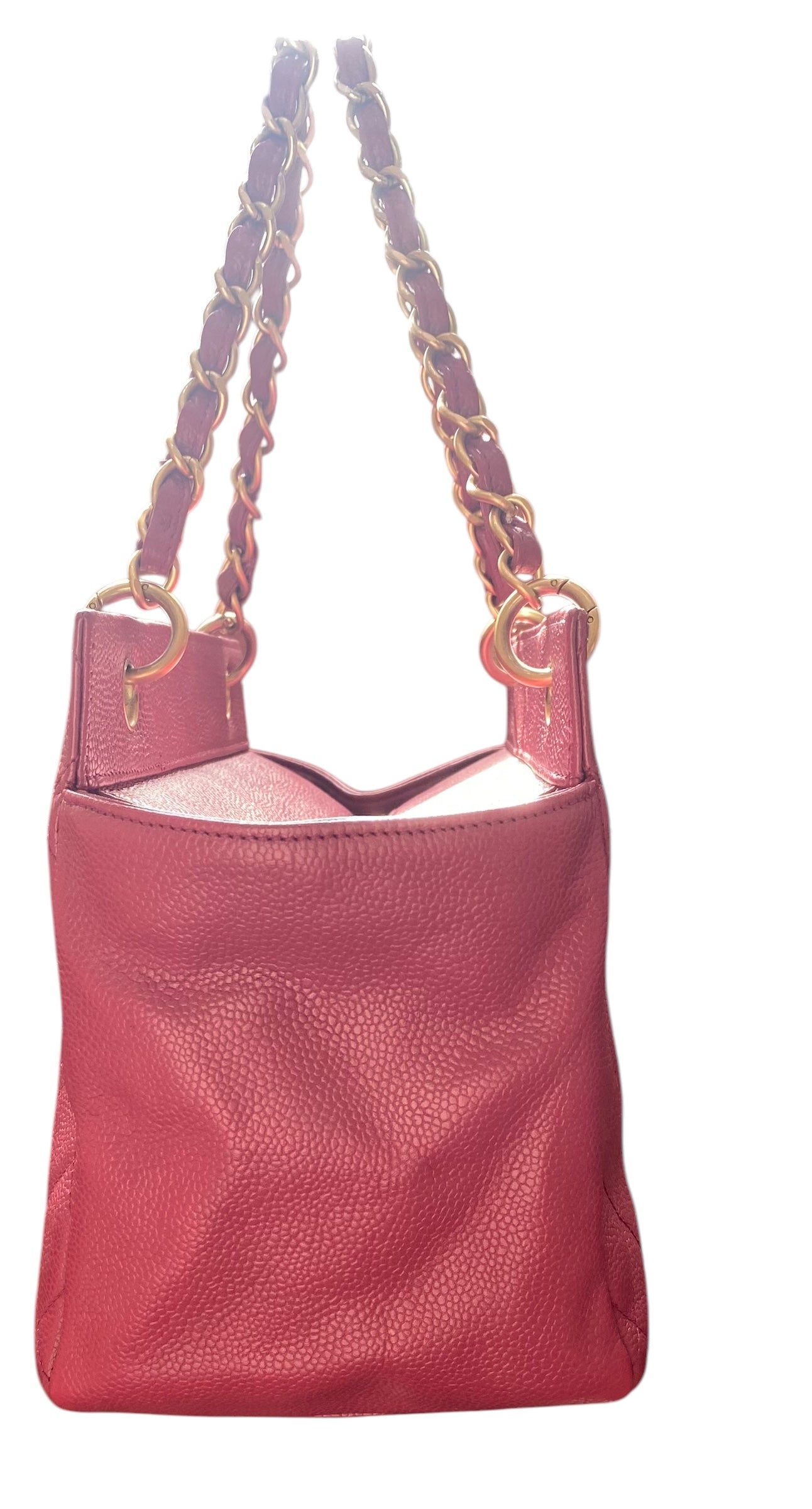 Chanel PPT Pink Raspberry Quilted Caviar Leather Petite Timeless Shopping Tote Bag