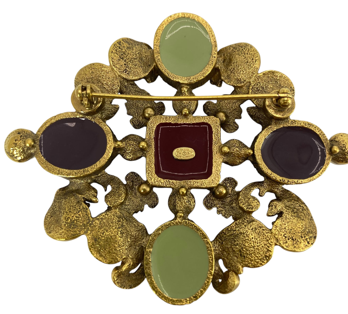 Rare Chanel 11P Large Avant Garde Gold Multicolor Crystal Brooch