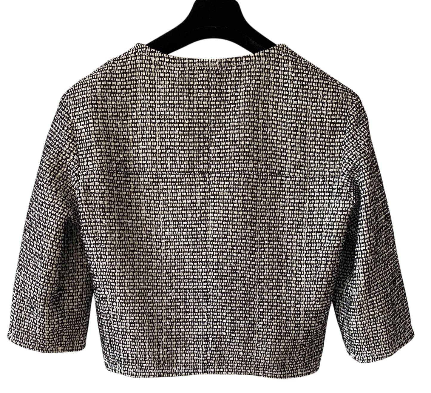 CHANEL 14C Shanghai BLACK AND WHITE TWEED JACKET FR 38