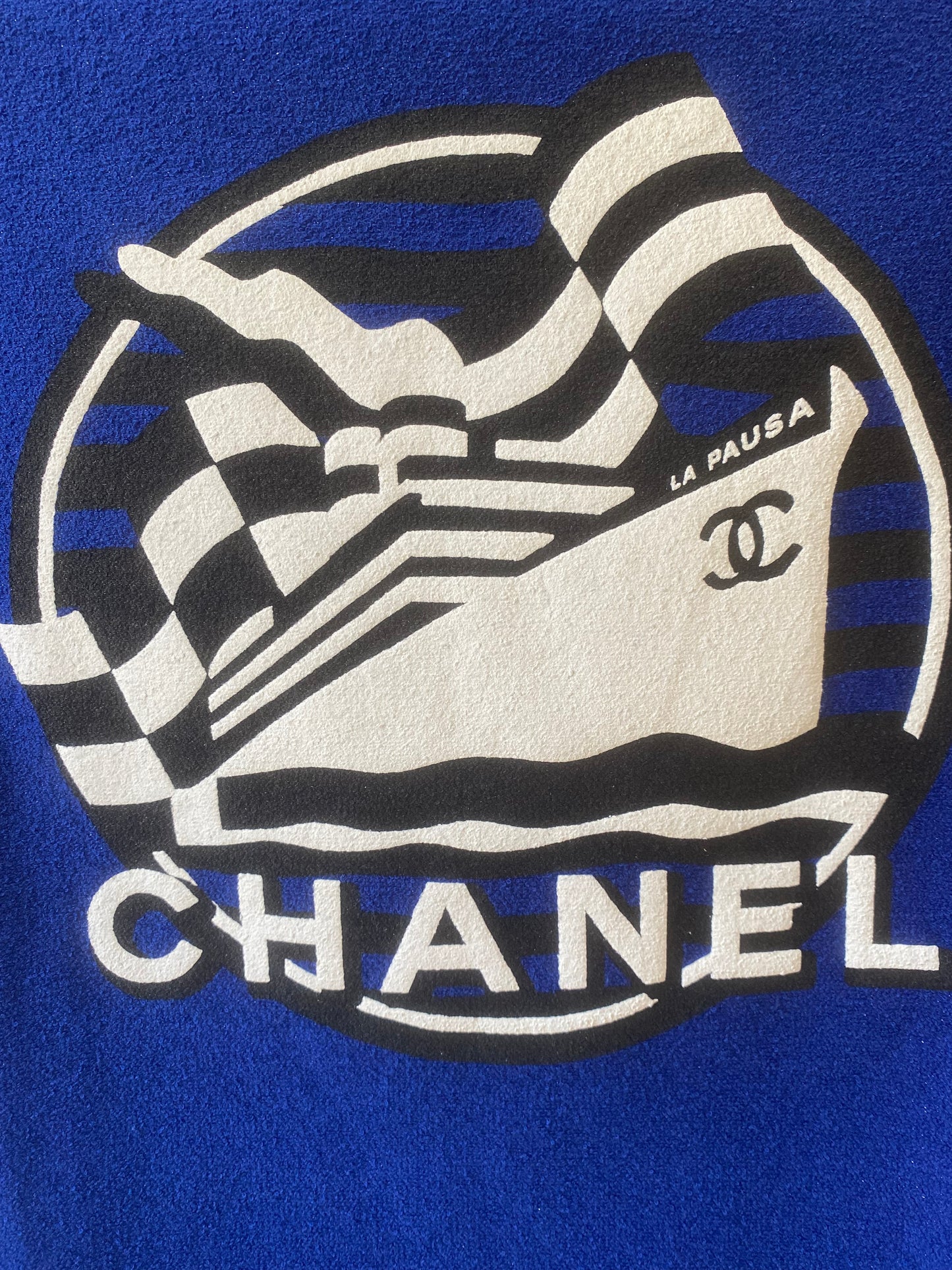 Chanel 19C La Pausa Runway Blue Blouse Top Shirt FR 34