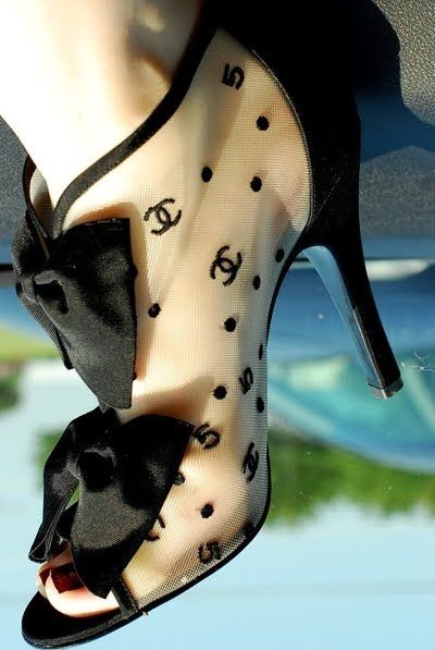 Chanel 09P CC Mesh Open Toe Bowtie Ankle Bootie Heels Size EU 37.5C