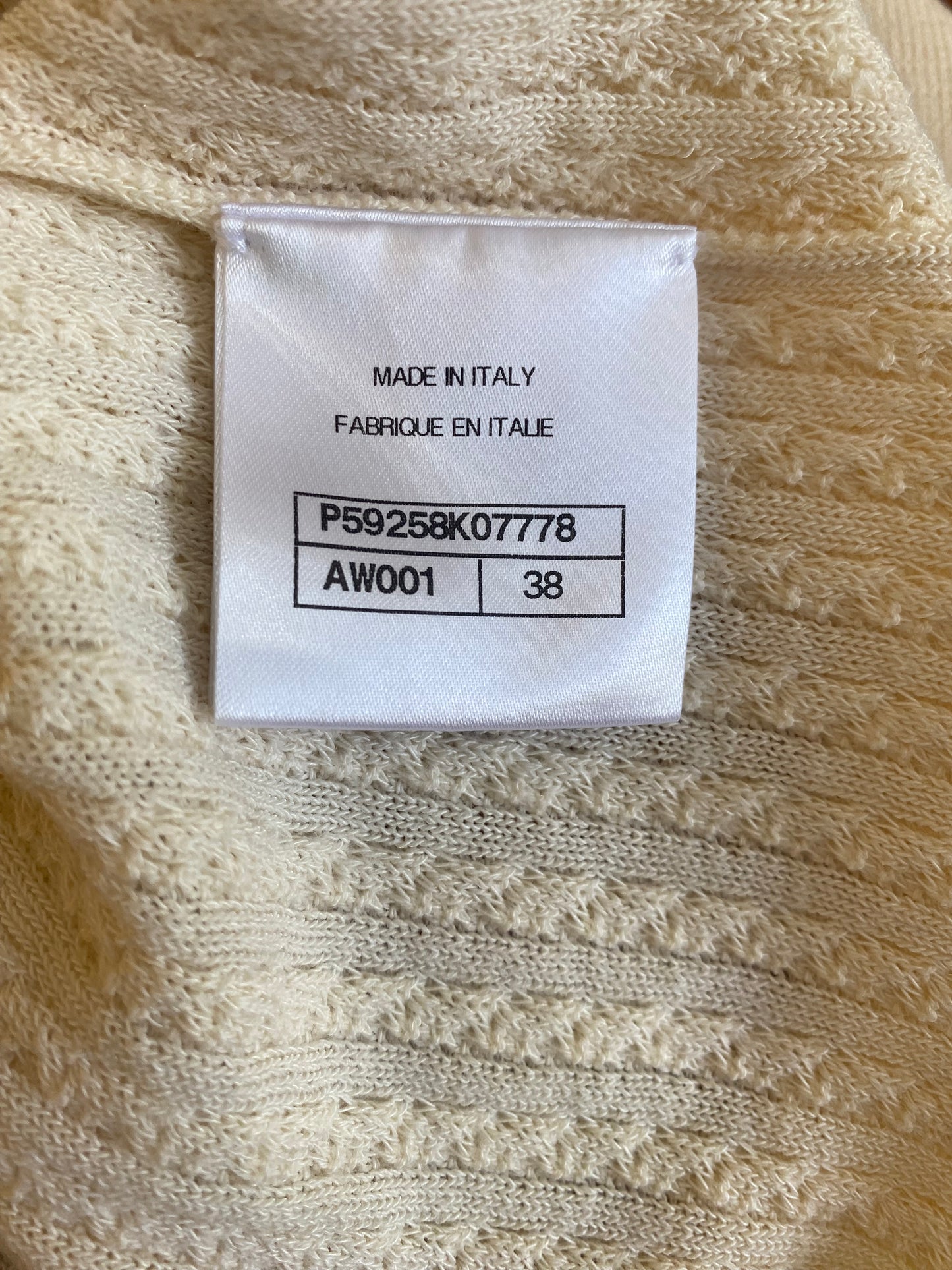 CHANEL 18A HAMBURG CREAM KNIT ANCHOR CC BUTTONS Mini DRESS FR 38