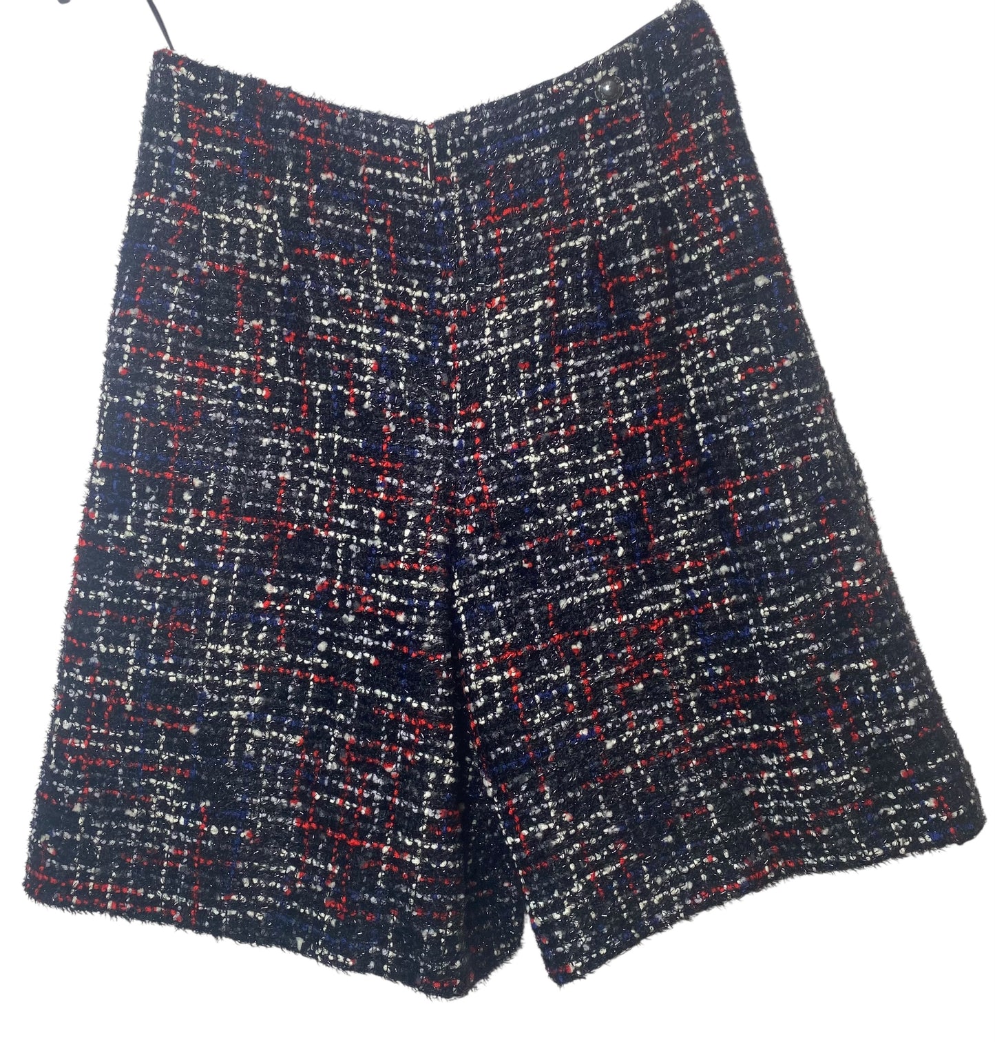 Chanel 17A Fantasy Tweed Black Red Blue White Shorts FR 36