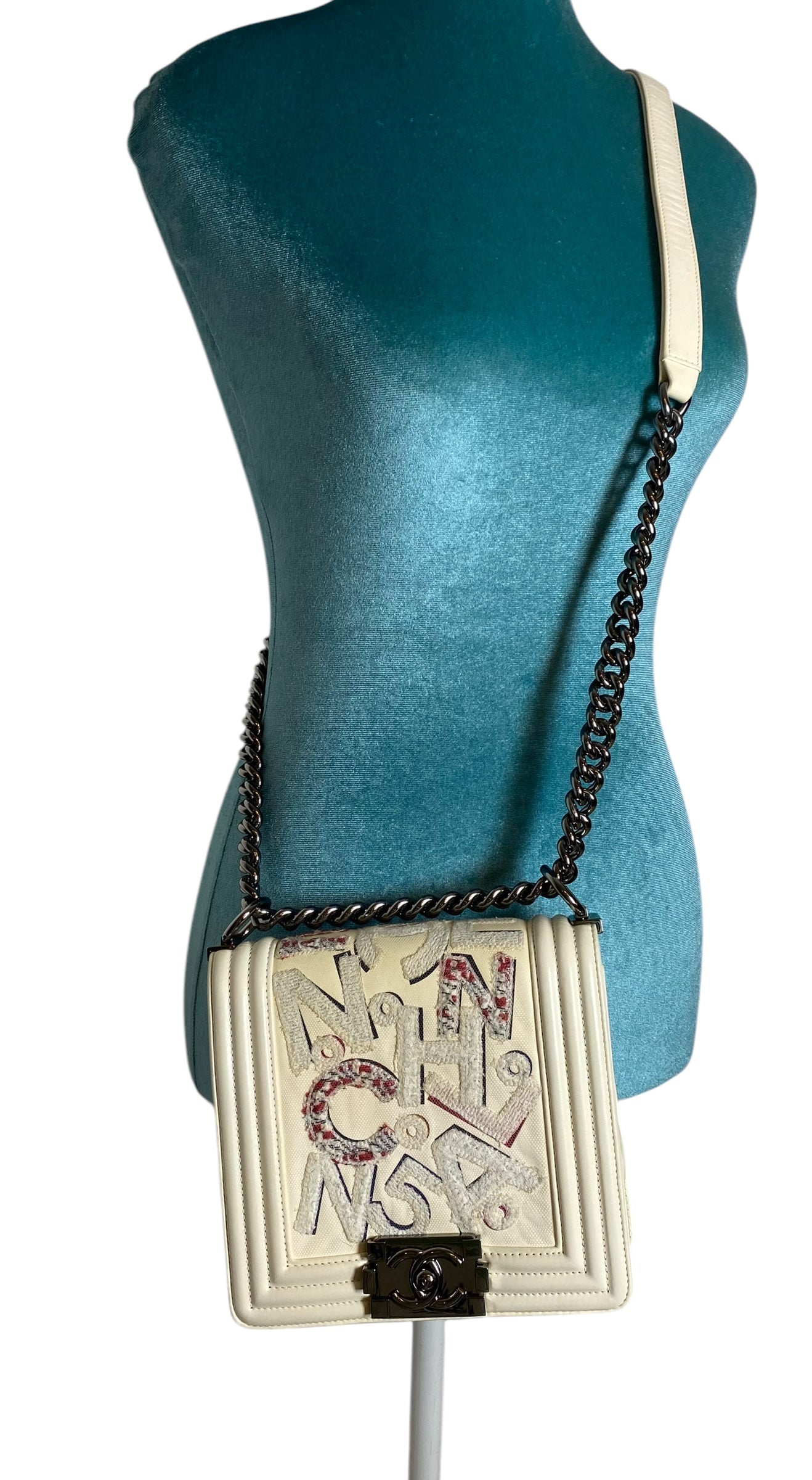 Chanel 14S Rare Limited Edition No 5 Graffiti Lambskin Boy Bag