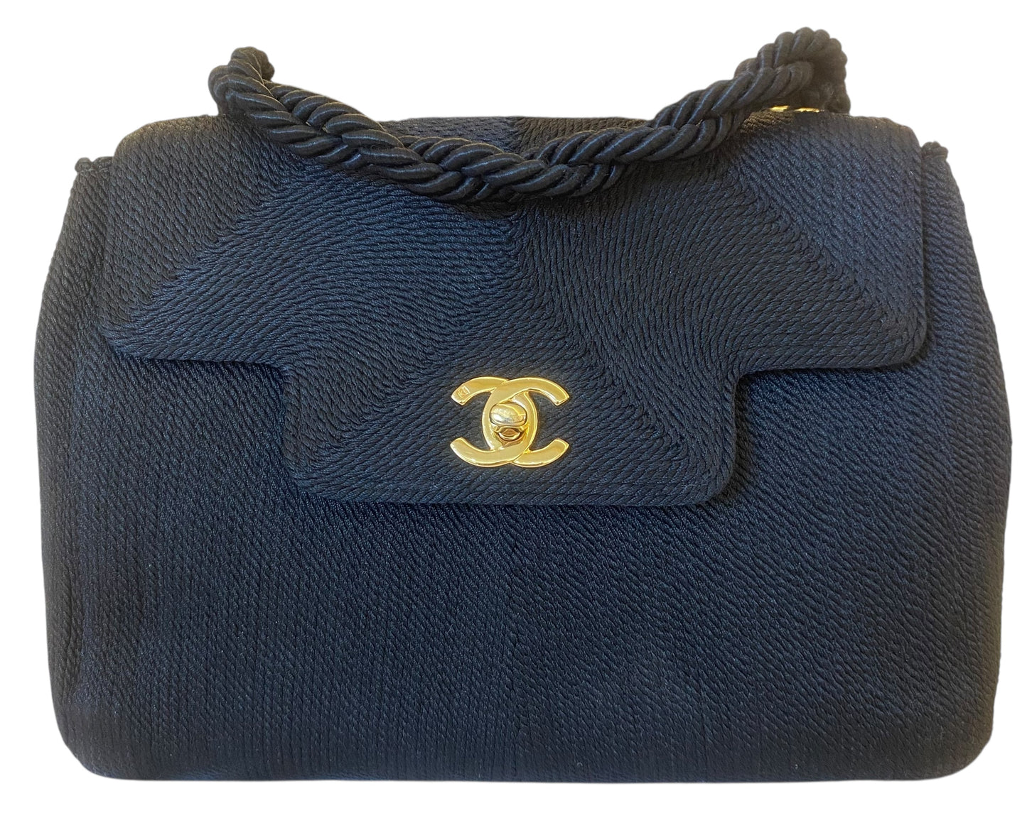 Vintage Chanel 1997 Silk Rope Woven Kelly Flap Bag 24K Gold Hardware