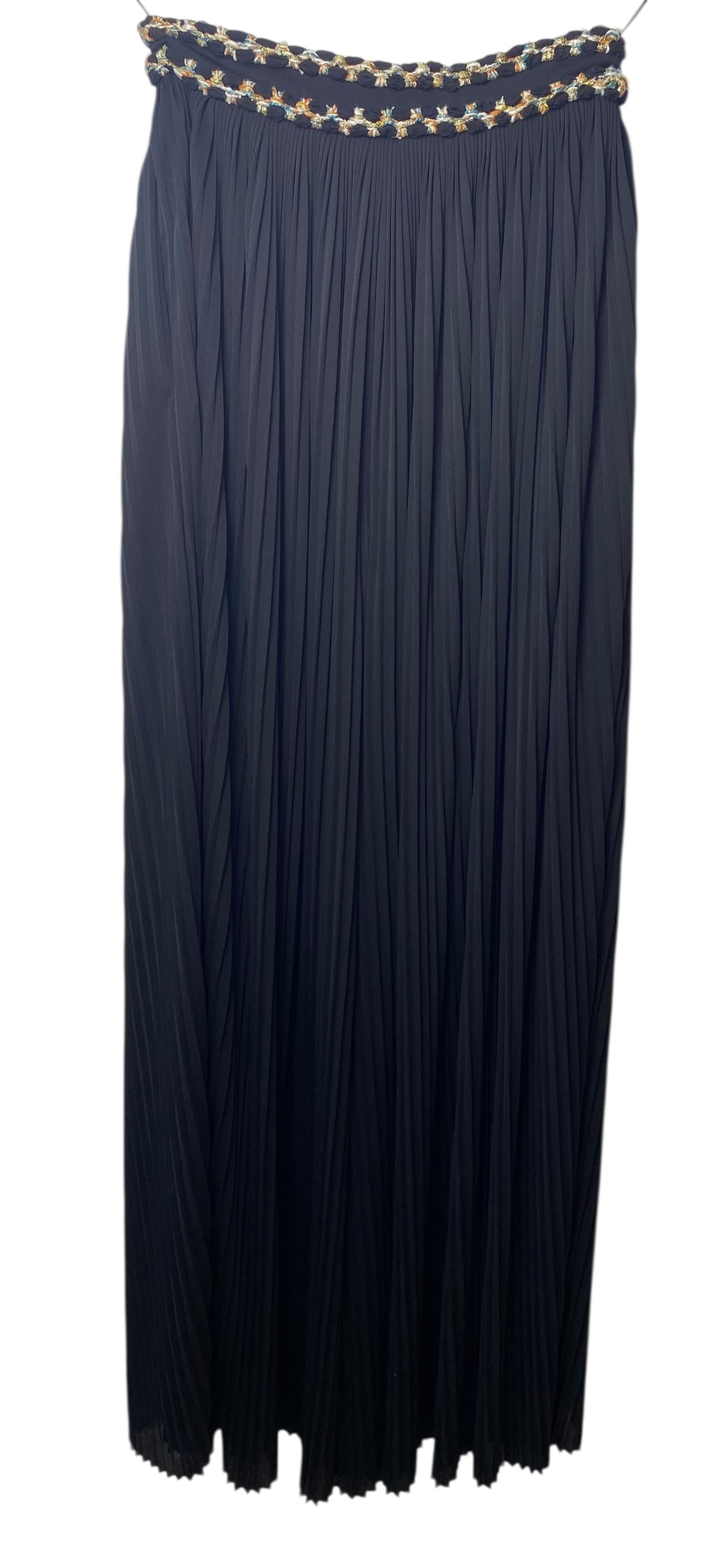 Chanel 18C Paris Greece Black Tweed Trim Palazzo Oversized Wide Leg Pants FR 36