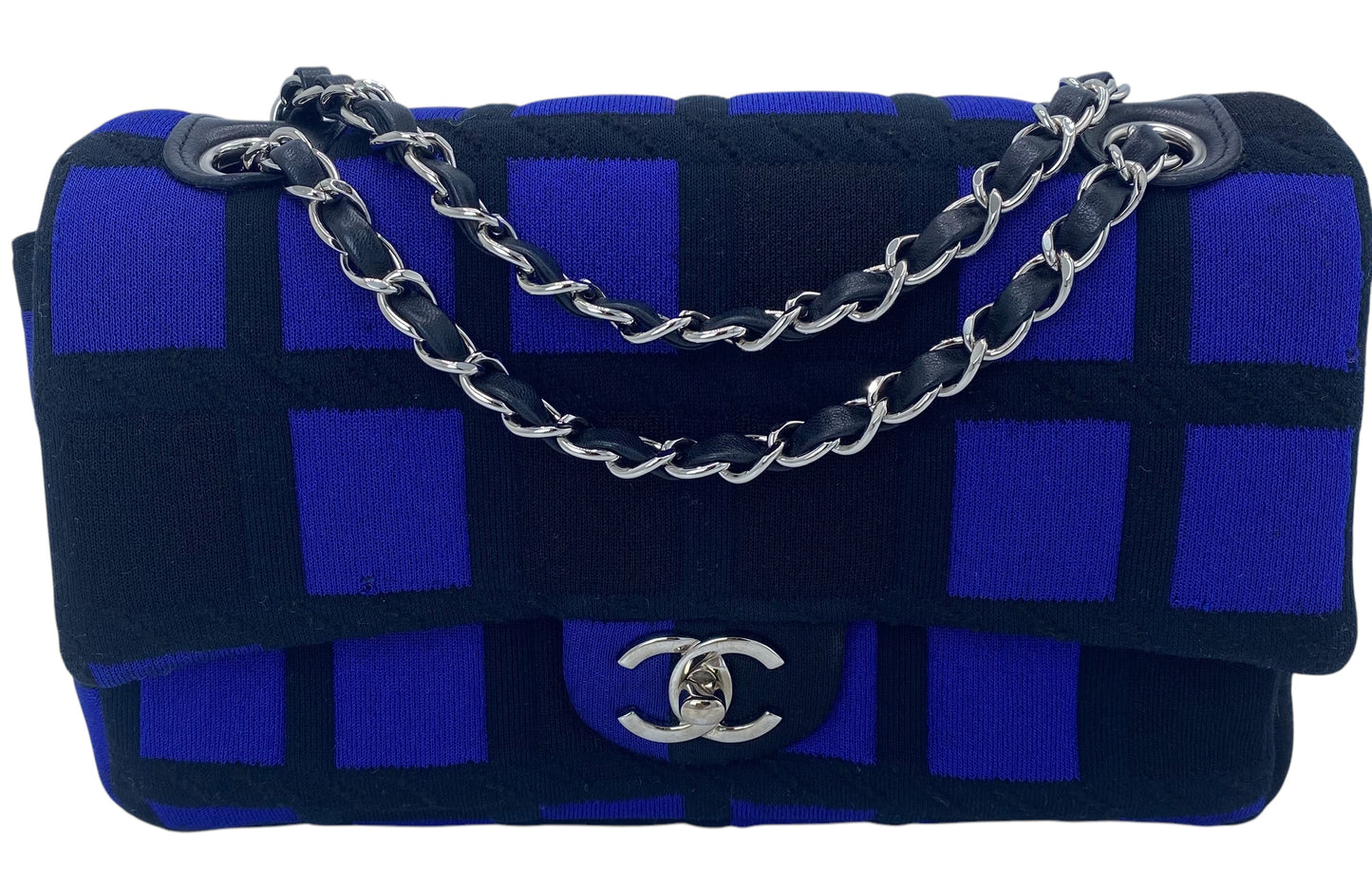 Chanel 13P Runway Colorblock Jersey Classic Medium CC Chain Flap Bag SHW