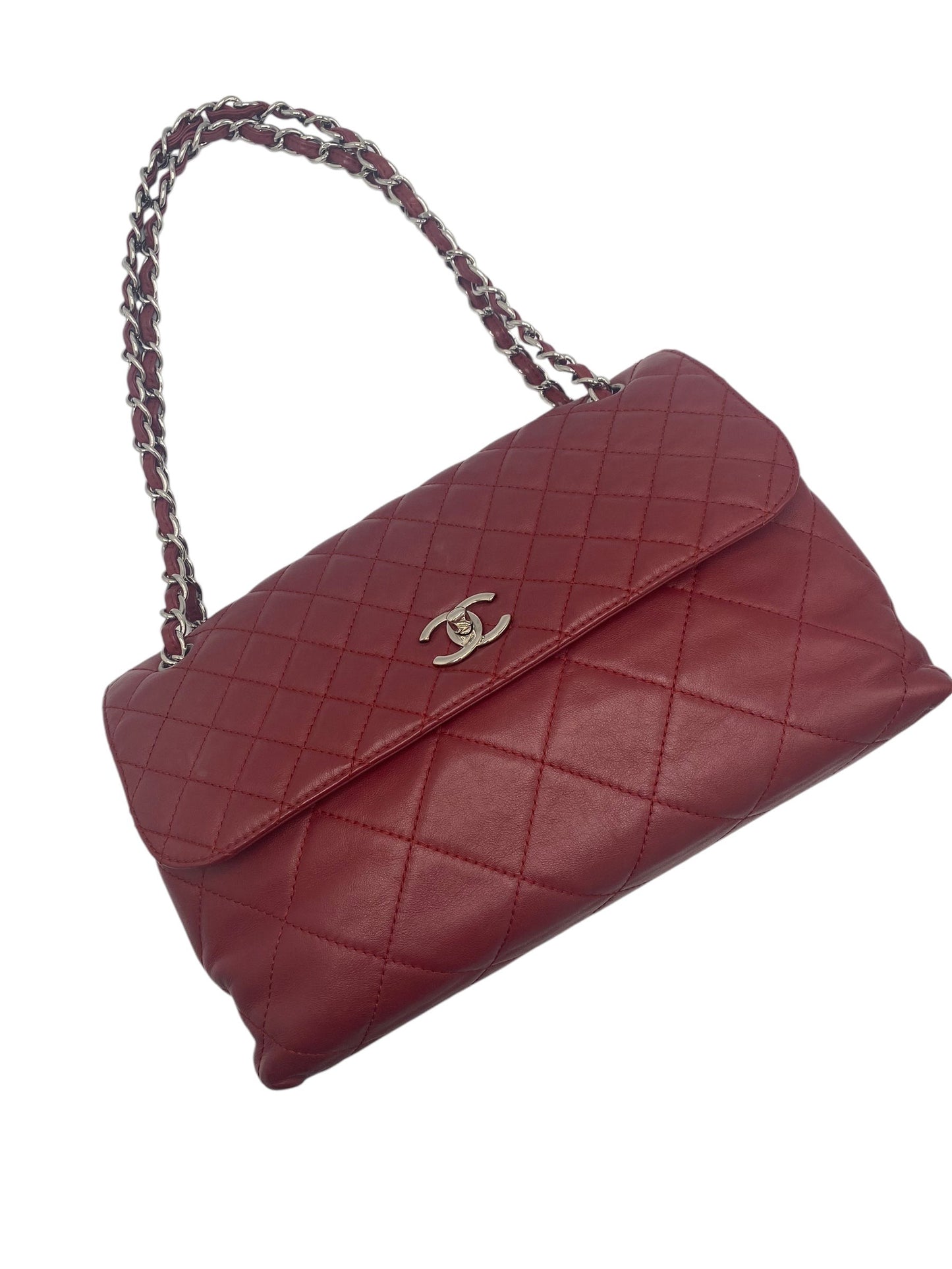 Chanel In The Business Dark Red Quilted Leather Classic Flap Bag SHW