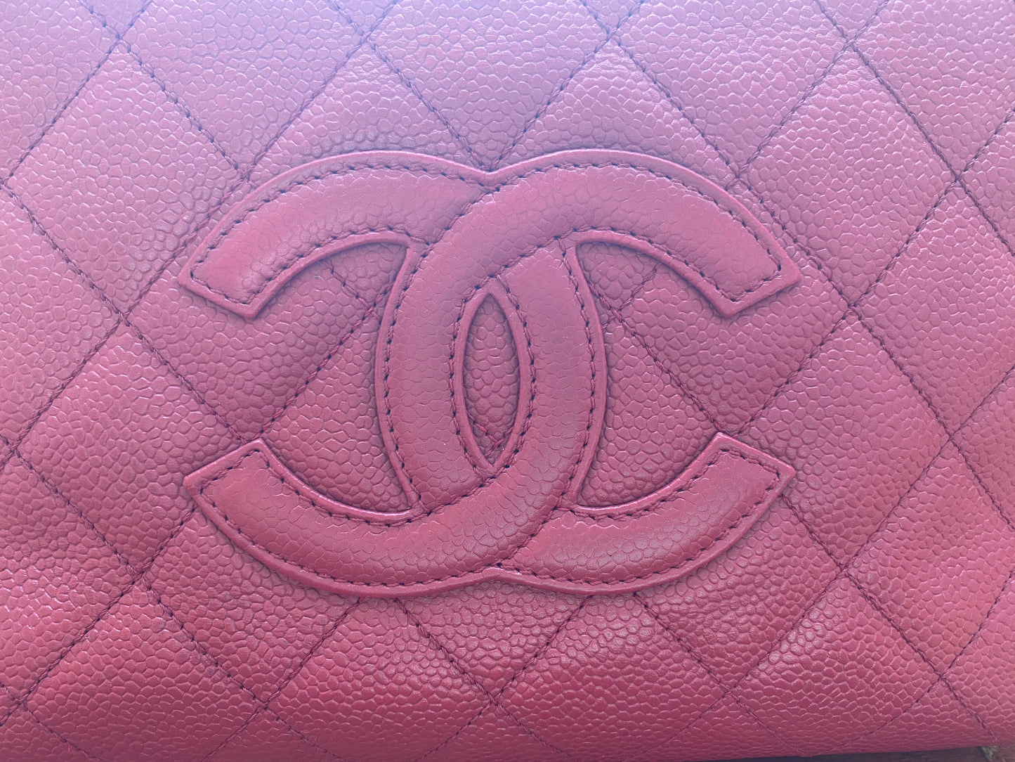 Chanel PPT Pink Raspberry Quilted Caviar Leather Petite Timeless Shopping Tote Bag