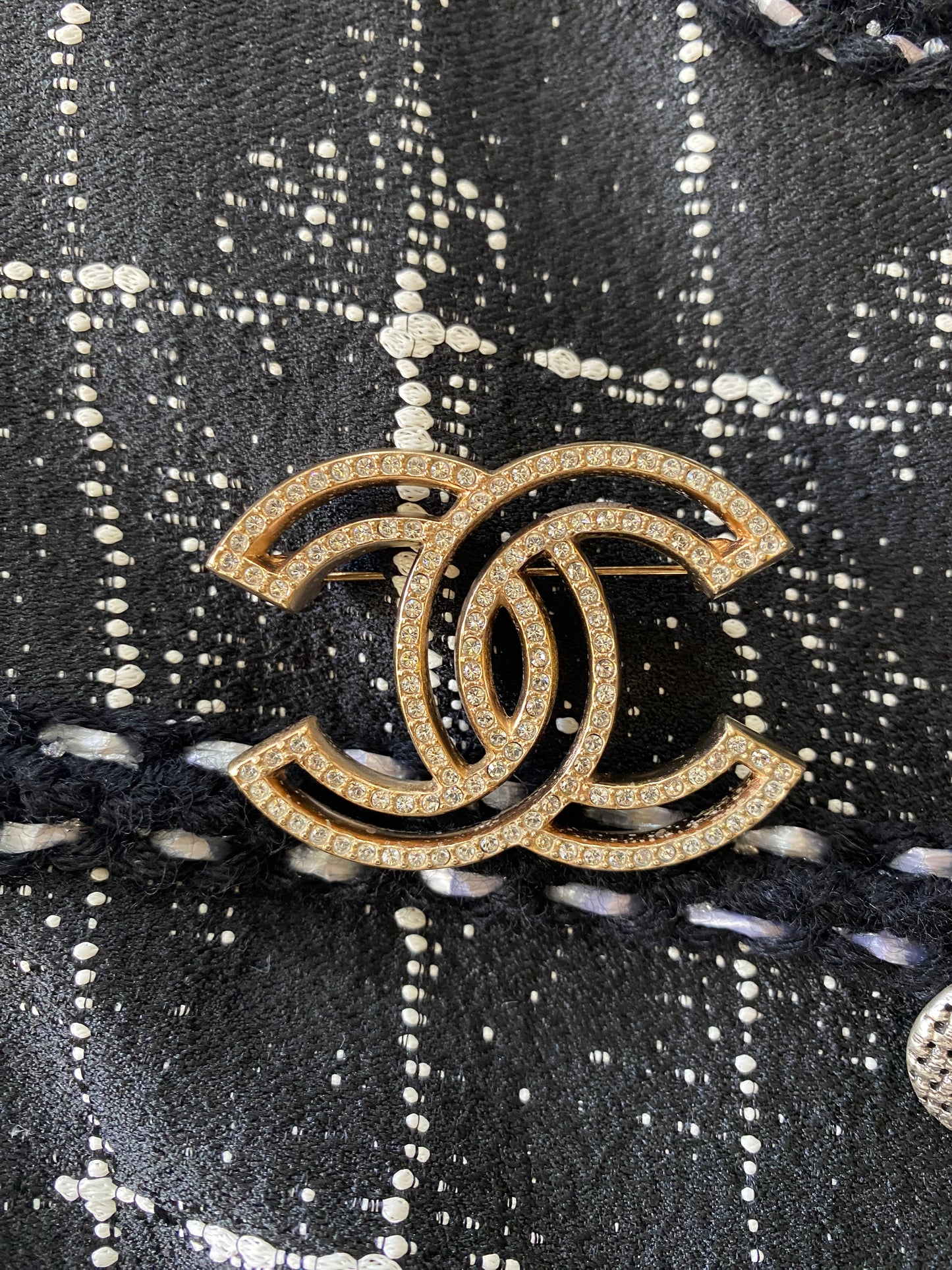 Chanel 2017 Crystal Gold CC Brooch