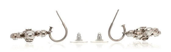 NIB Chanel Classic Crystal CC Hoop Dangle Drop Earrings