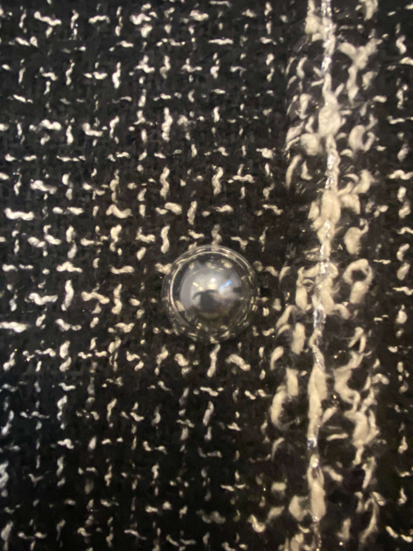 Chanel 17A Space Station Black White Ecru Metallic Fantasy Tweed Jacket FR 38