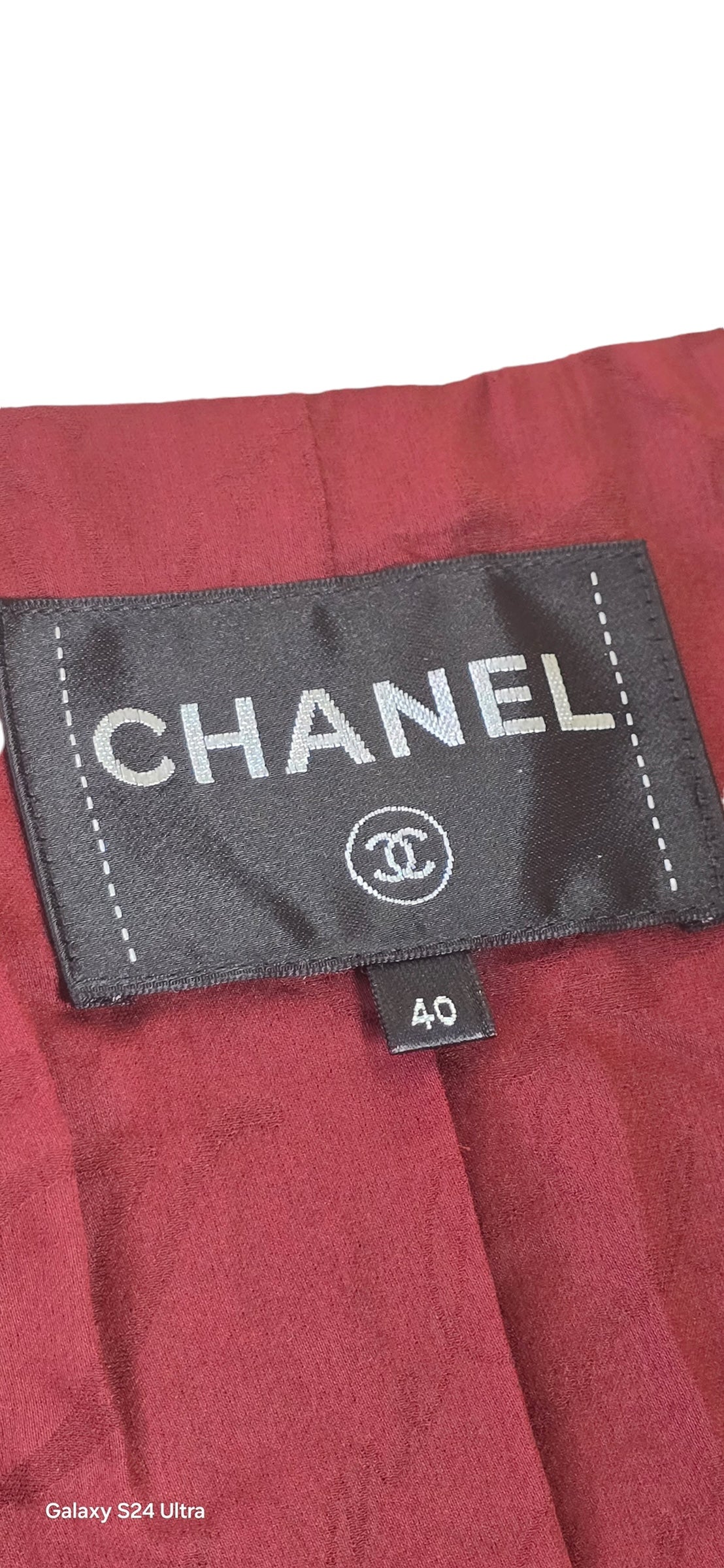 Chanel 16A Runway Burgundy Plaid Tweed Fringe Jacket FR 40