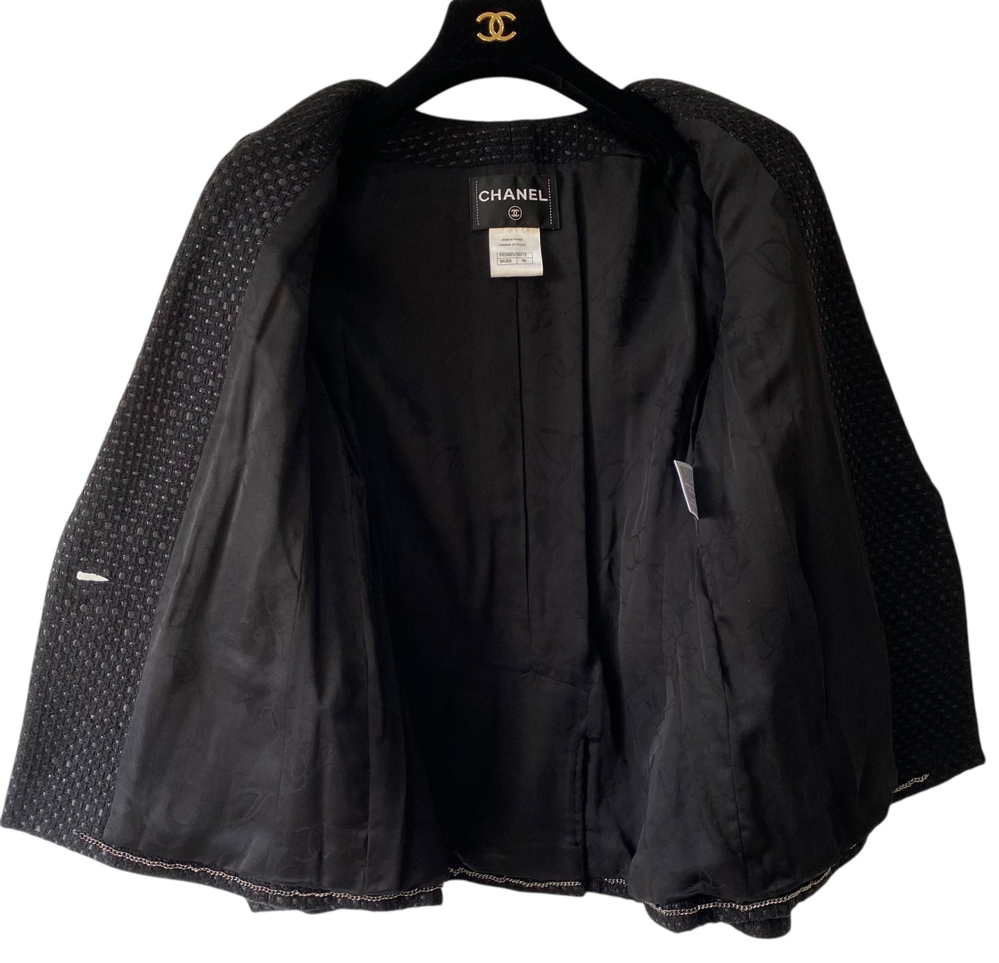 Chanel 16C Timeless Paris Seoul Black Tweed Jacket FR 40