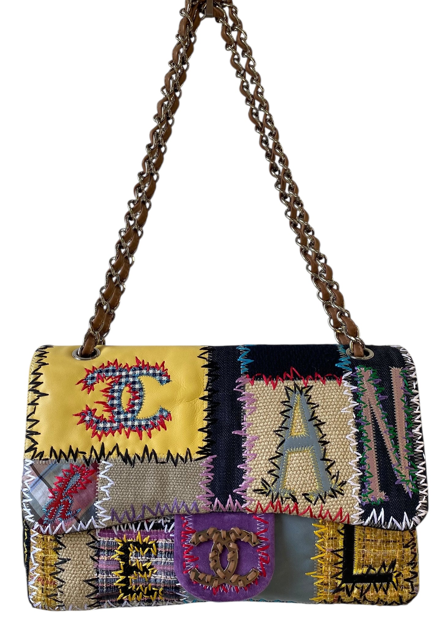 Chanel 2011 Jumbo Patchwork Multicolor Classic Flap Bag