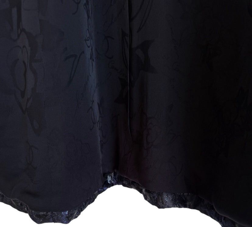 Chanel 16A Paris Rome Black Navy Metallic Camellia Jacquard Braid Long Coat Jacket FR 38