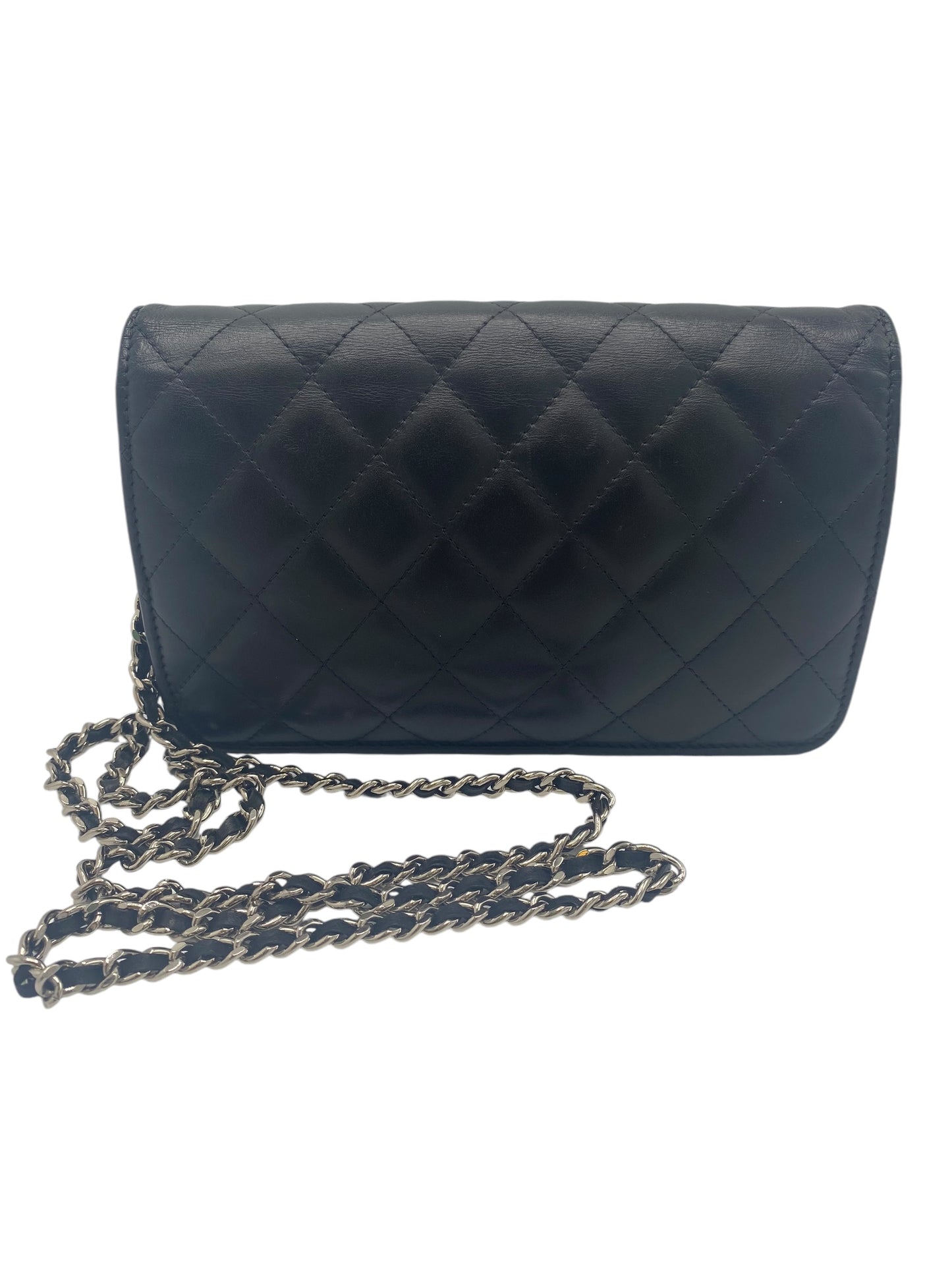 Chanel Black Leather Cambon Wallet on Chain WOC Crossbody Bag Clutch