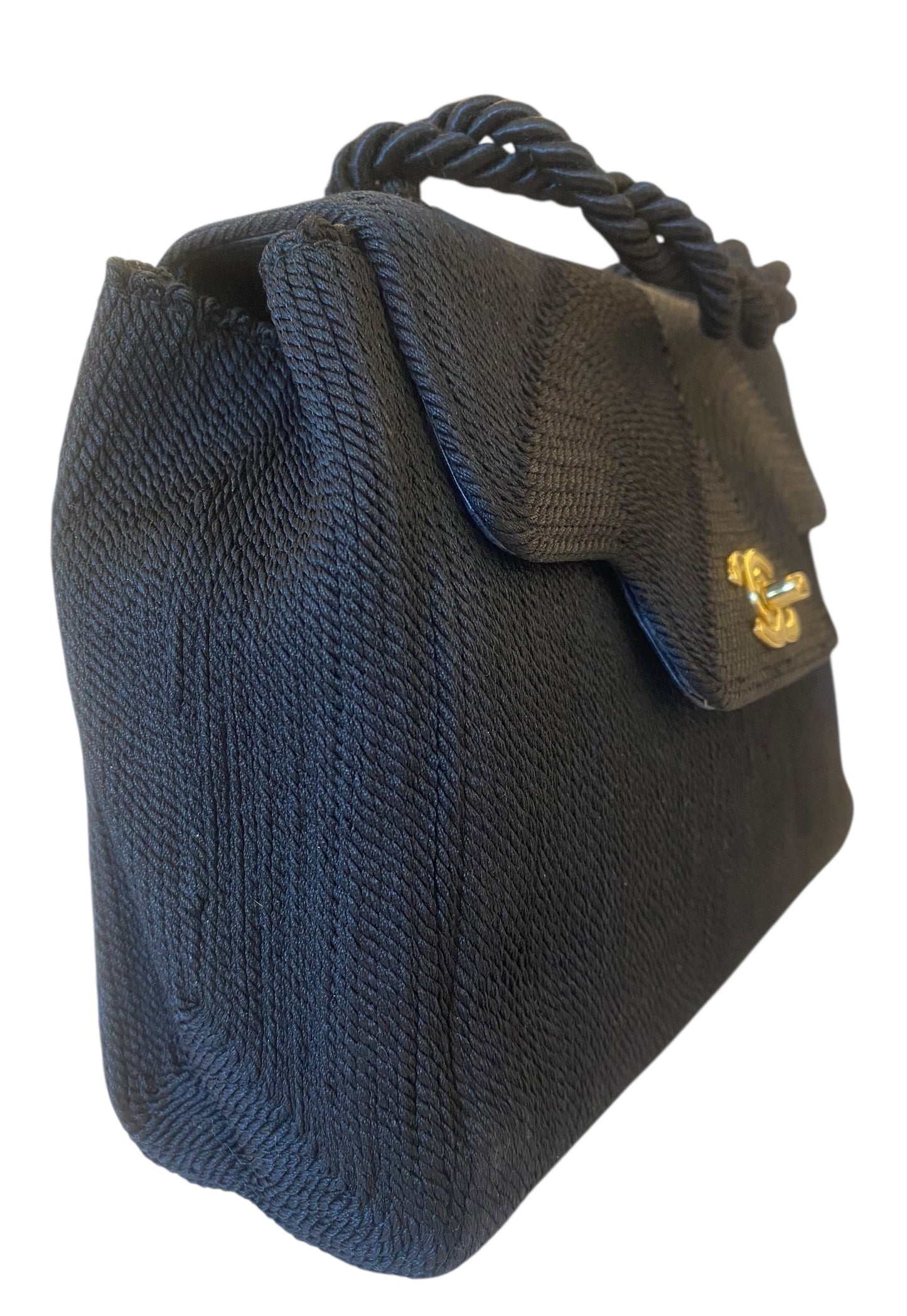 Vintage Chanel 1997 Silk Rope Woven Kelly Flap Bag 24K Gold Hardware