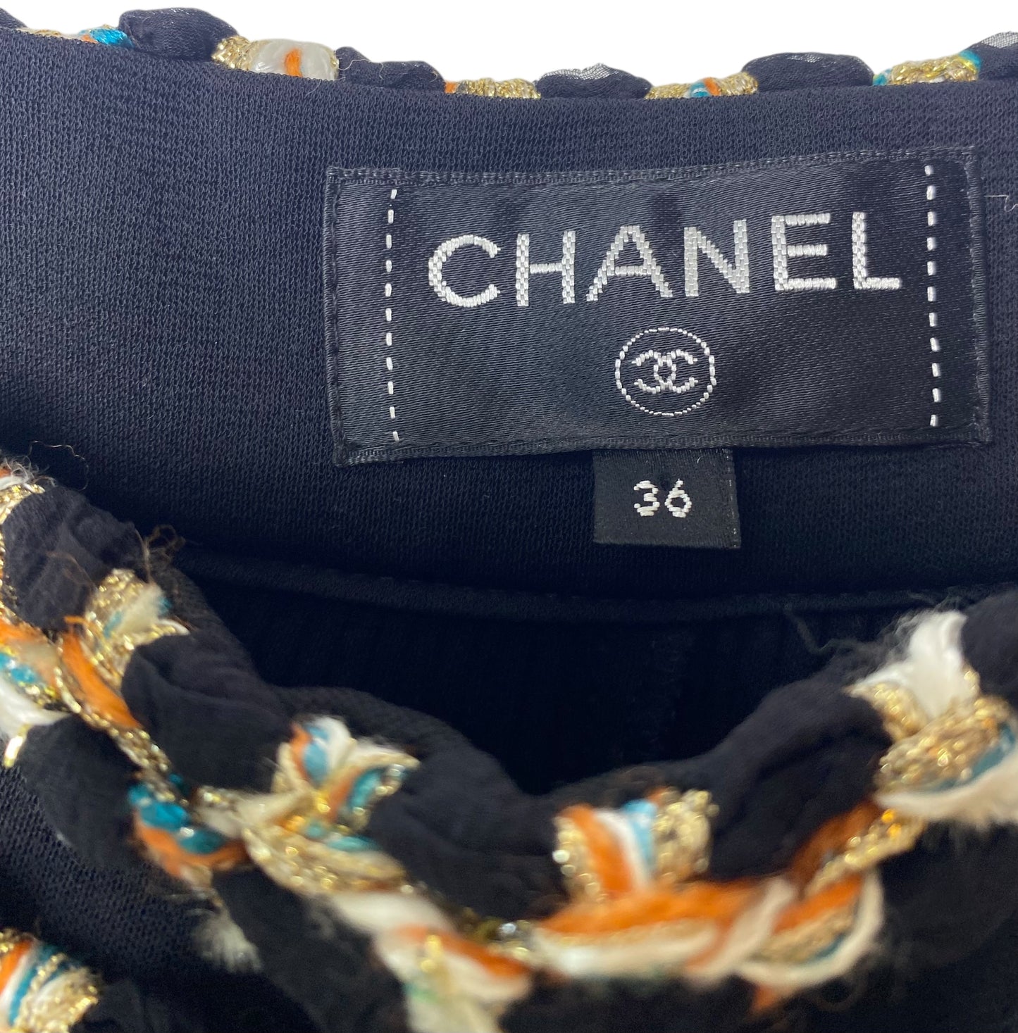 Chanel 18C Paris Greece Black Tweed Trim Palazzo Oversized Wide Leg Pants FR 36