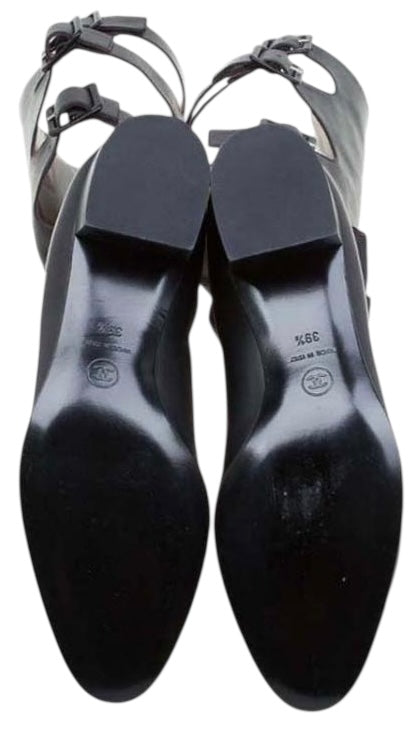 Chanel 07A Runway Black Leather Gladiator Buckle Knee High Riding Boots EU 39.5