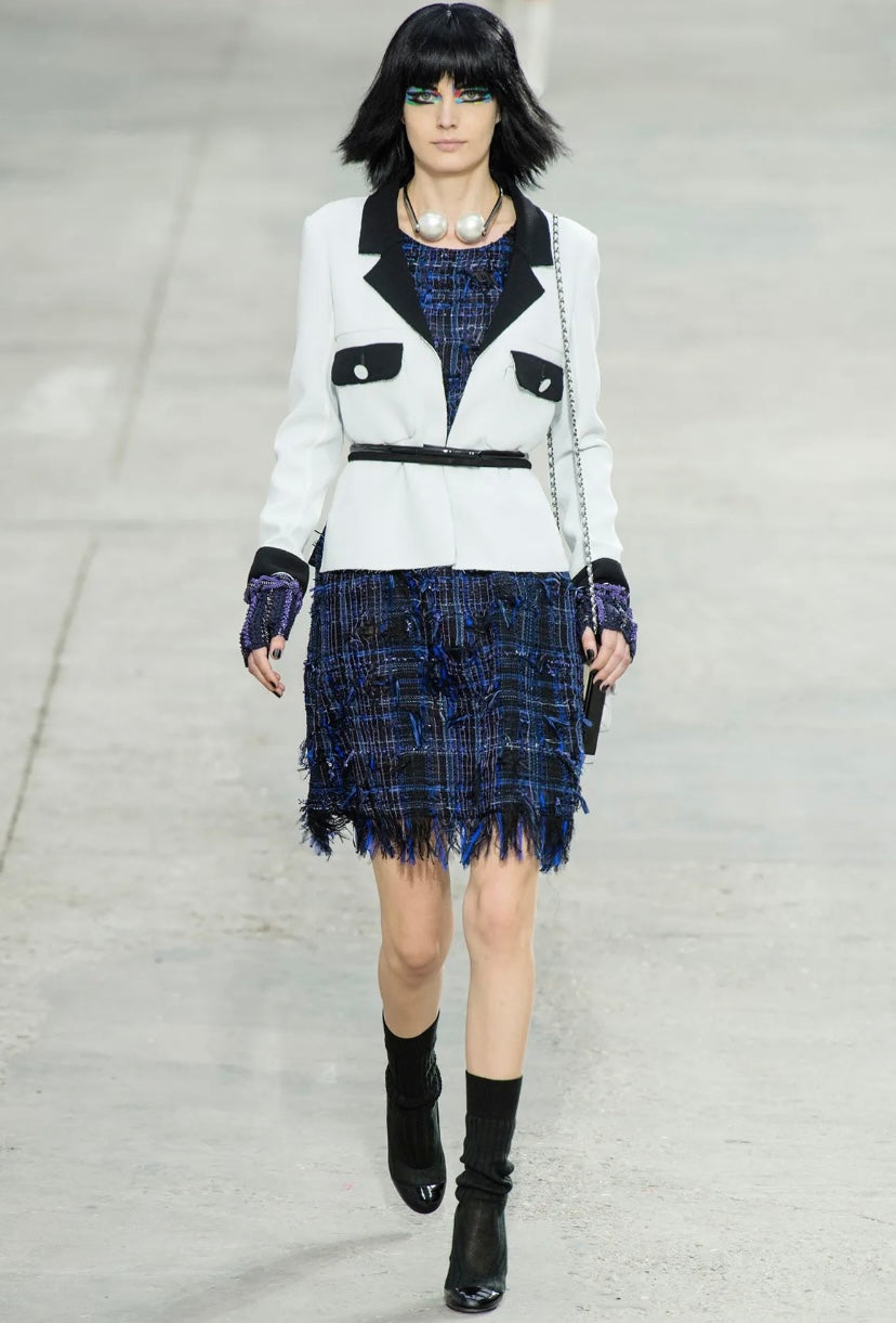 Chanel 14S Runway White & Black Jacket FR 36