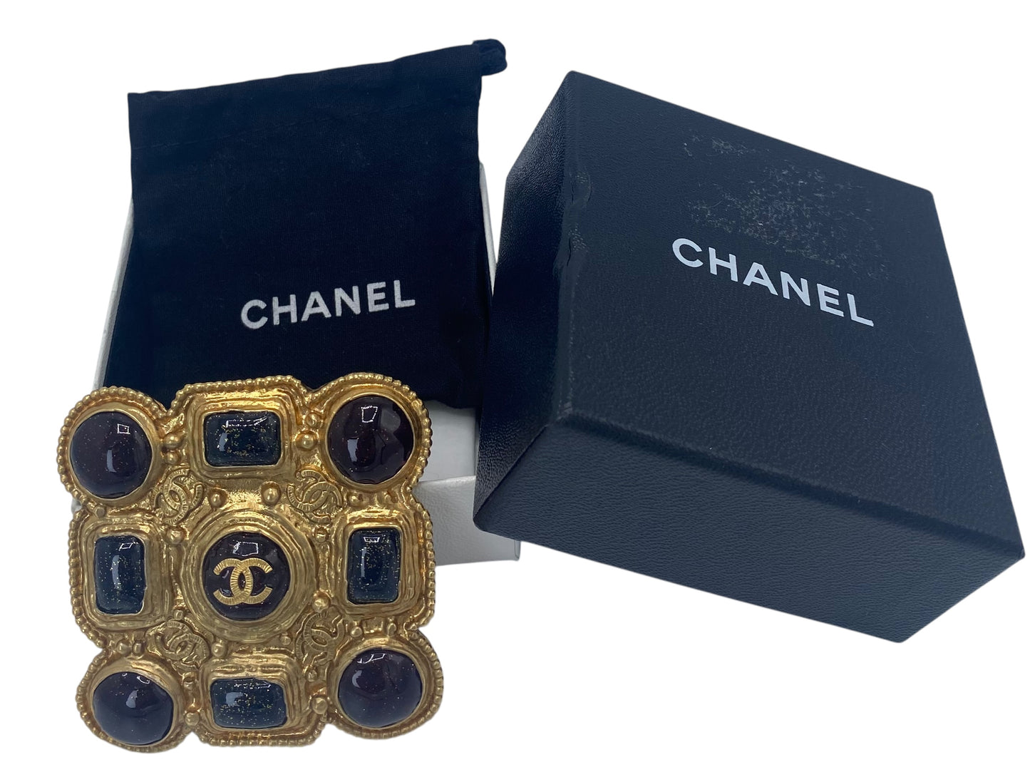 Chanel 11A Paris Byzance Gripoix Large Gold Brooch Pendant