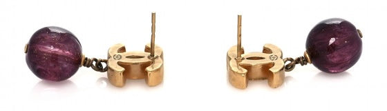 Chanel 11A Byzance Purple CC Gold Drop Earrings