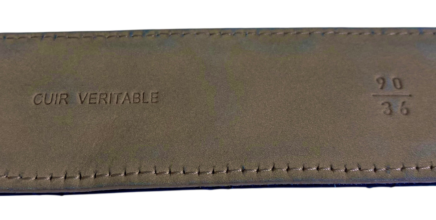 Chanel 13B Navy Blue Caviar Leather Quilted Silver CC Belt Size 90/36