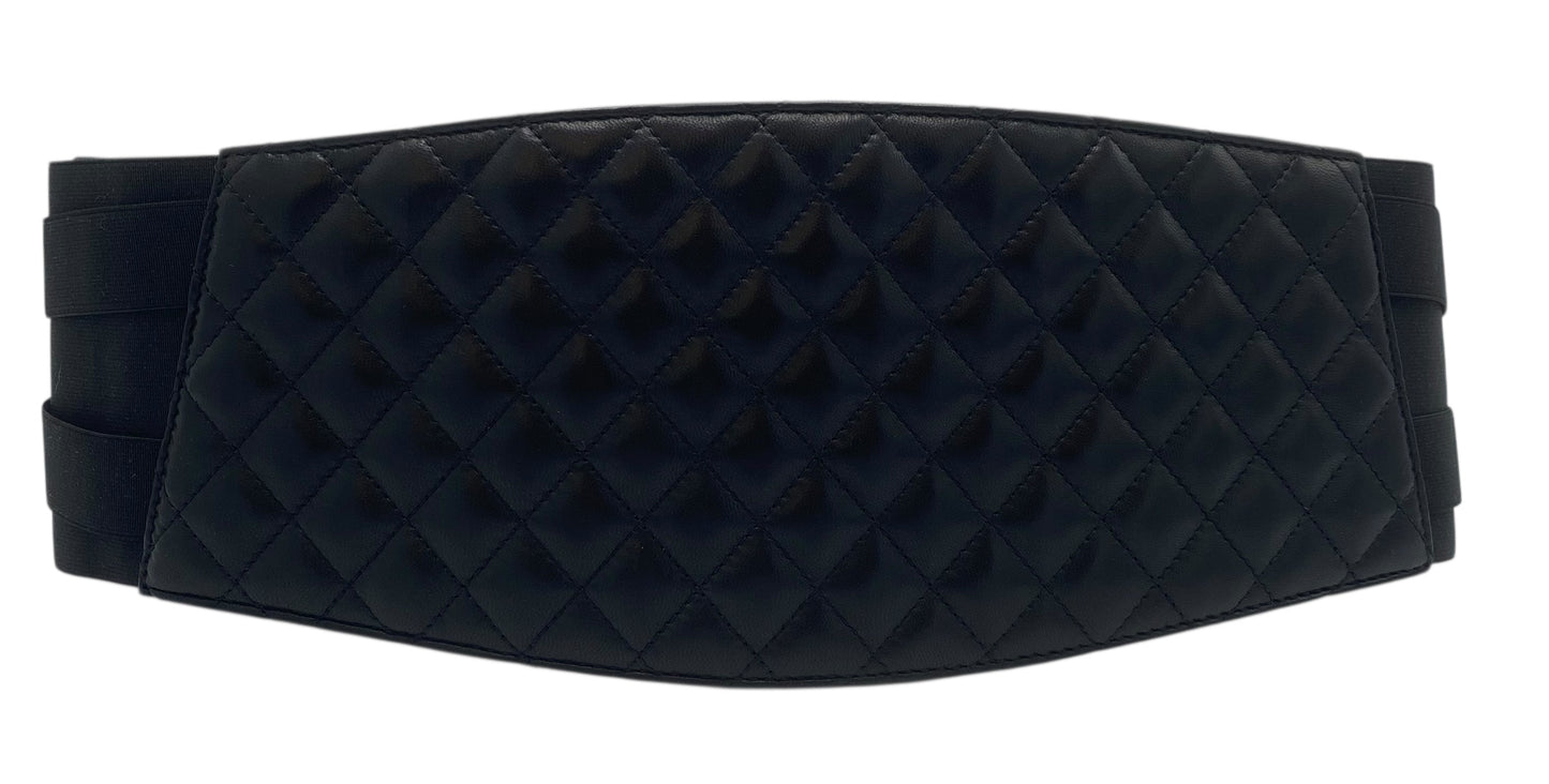 Chanel 11A Black Quilted Lambskin Wide Corset Belt Size M