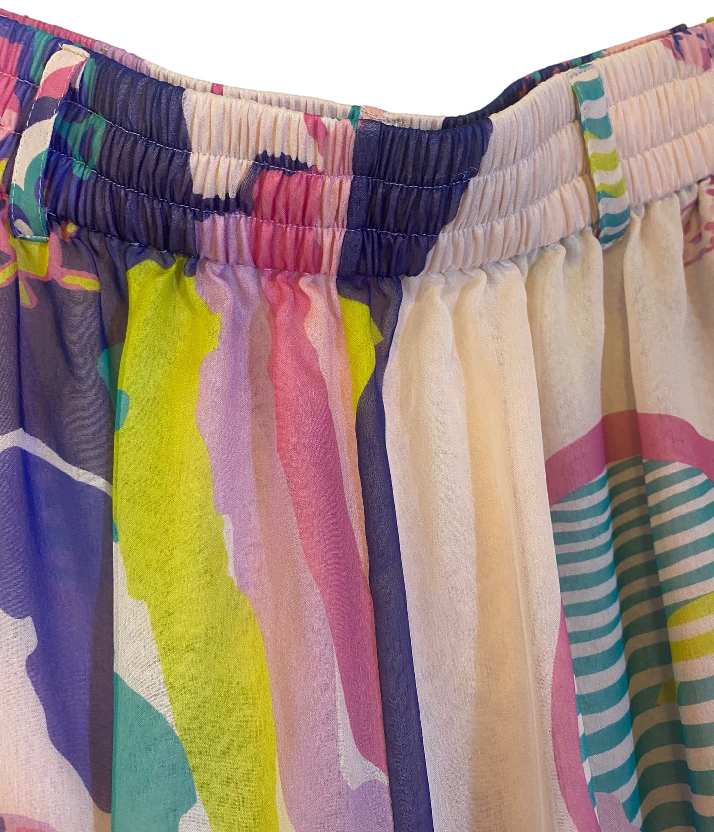 Chanel 24C Runway MultiColor Graffiti Silk Harem Pants FR 34