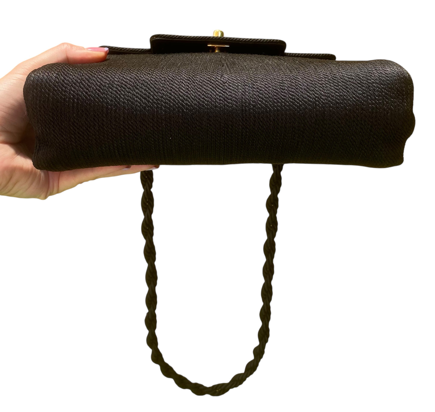 Vintage Chanel 1997 Silk Rope Woven Kelly Flap Bag 24K Gold Hardware