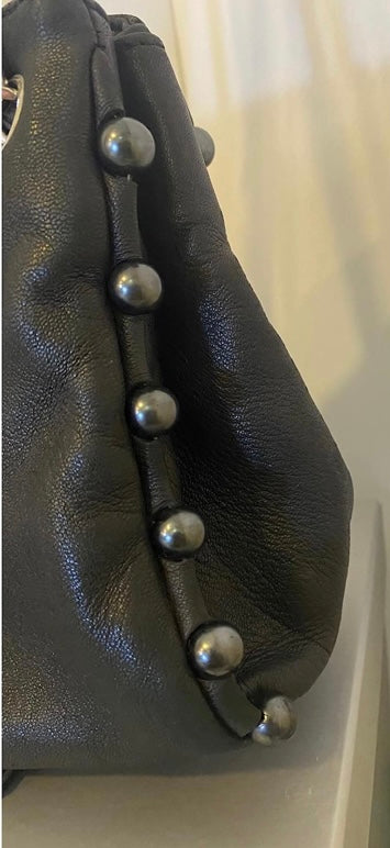 Chanel Small Black Soft Lambskin Leather Pearl Obsession Tote SHW