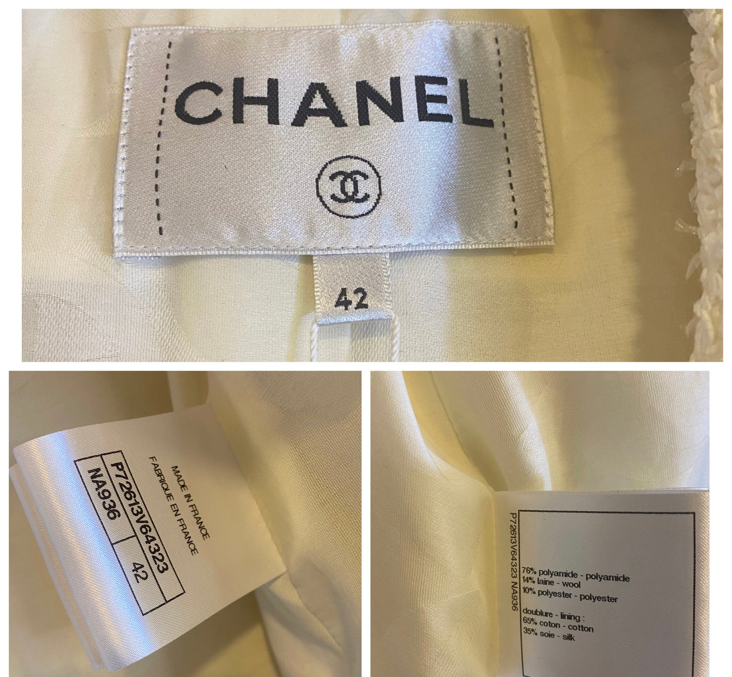 Chanel NWT 22S Runway Ecru Tweed Boucle Coat Jacket FR 42
