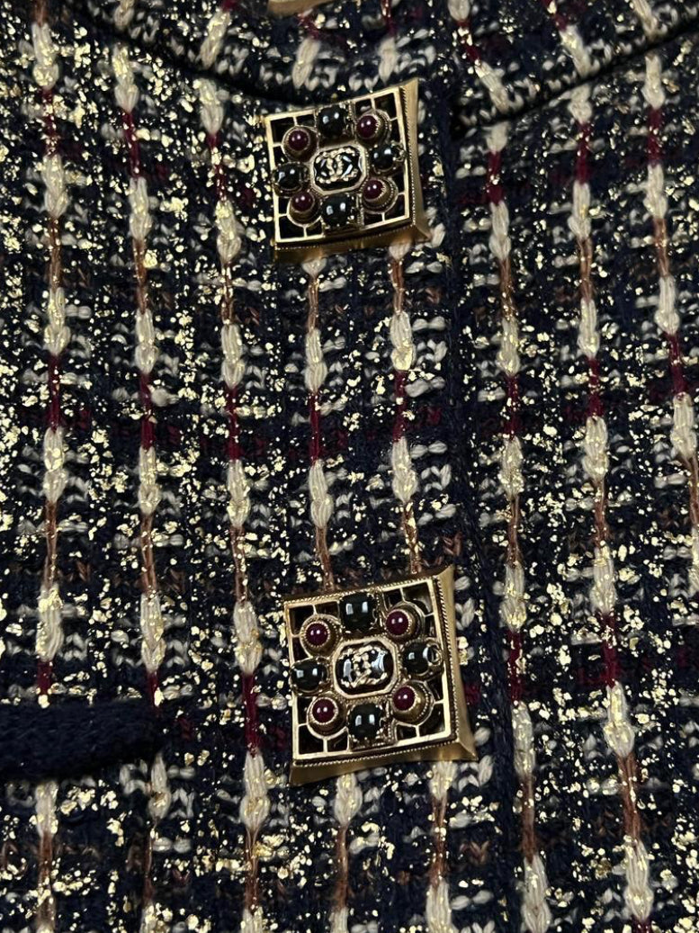Chanel 11A Paris-Byzance Tweed Long Coat FR 44